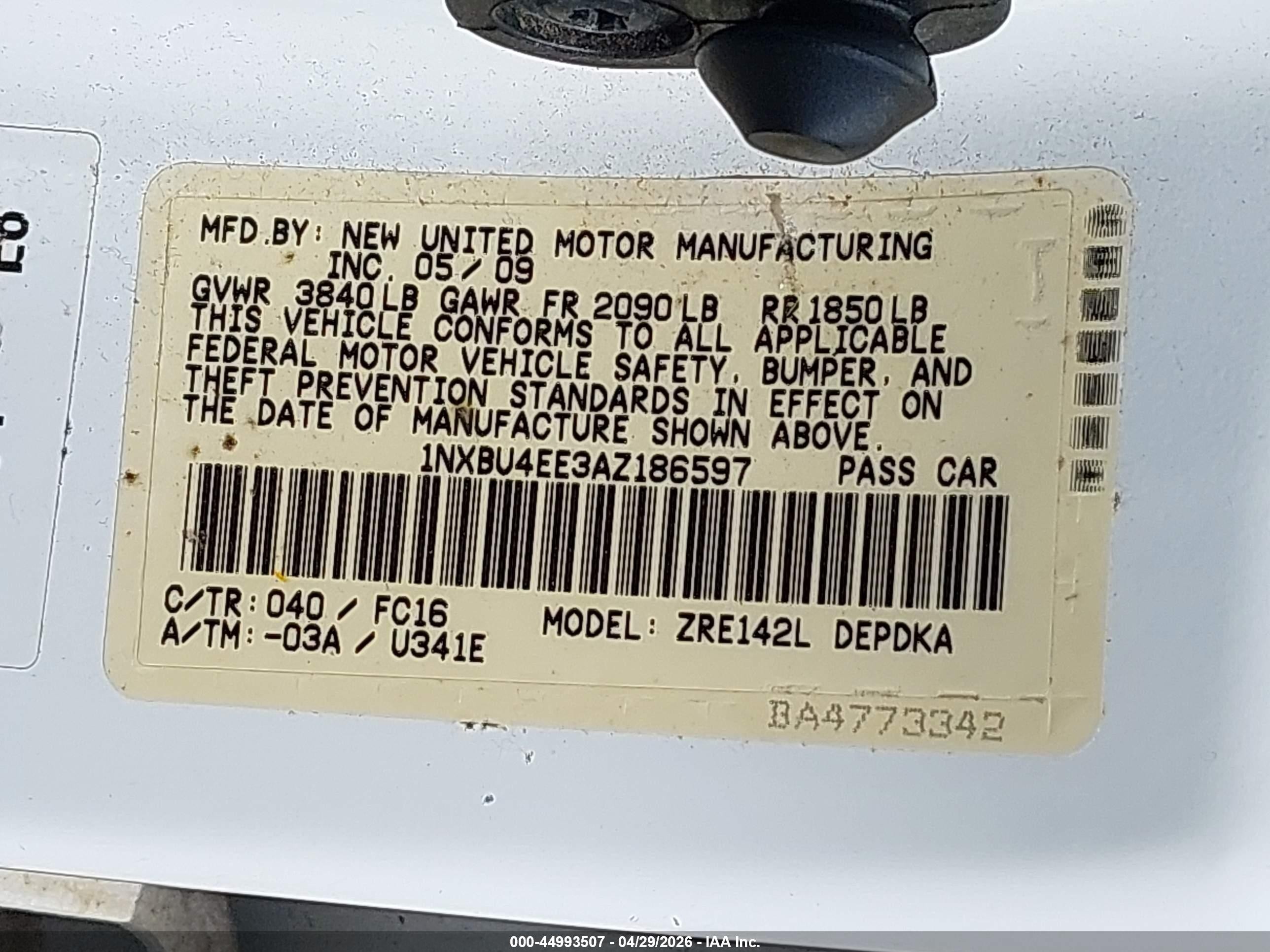2010 Toyota Corolla Le White vin: 1NXBU4EE3AZ186597
