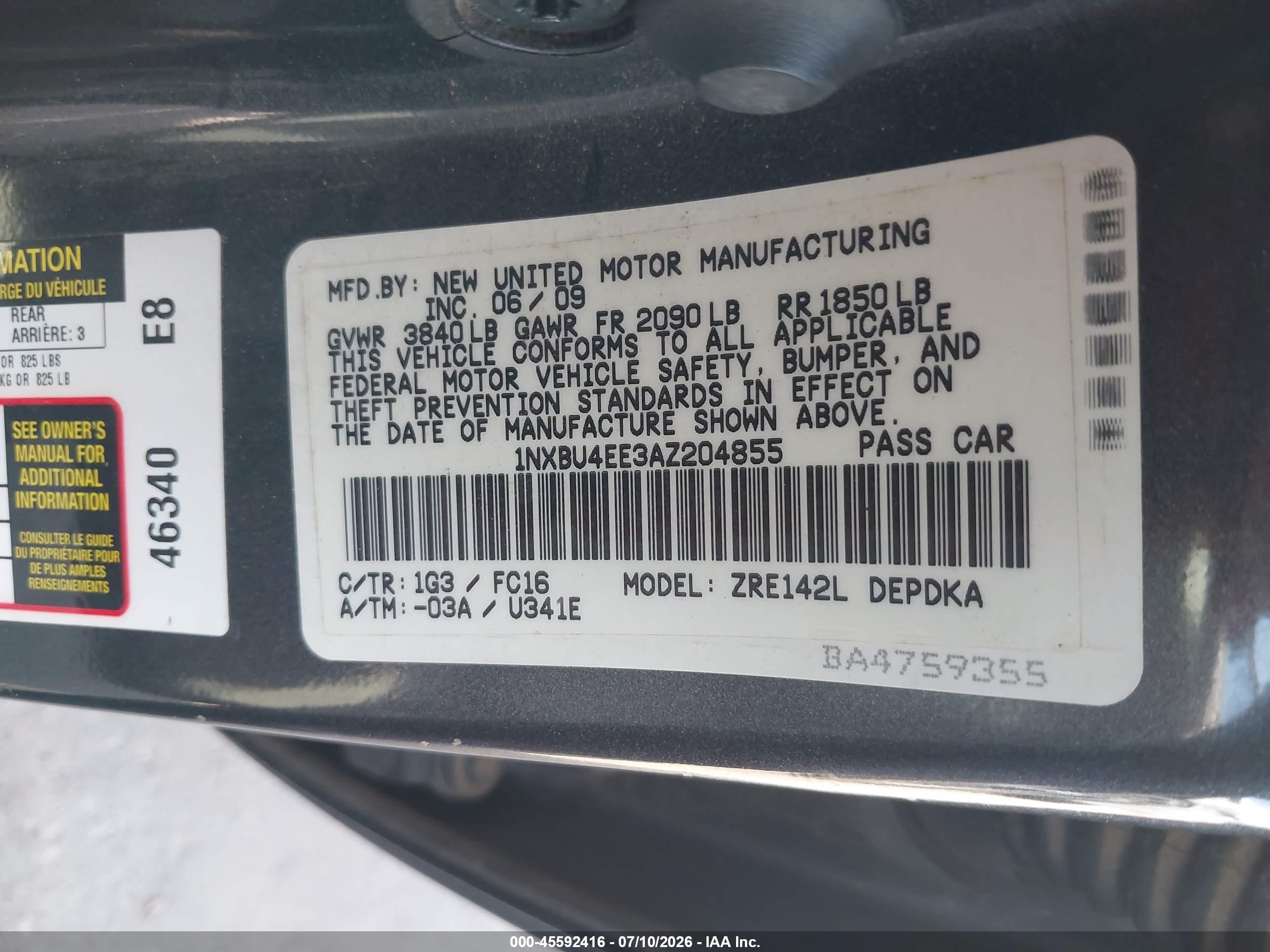 2010 Toyota Corolla Le Серый vin: 1NXBU4EE3AZ204855