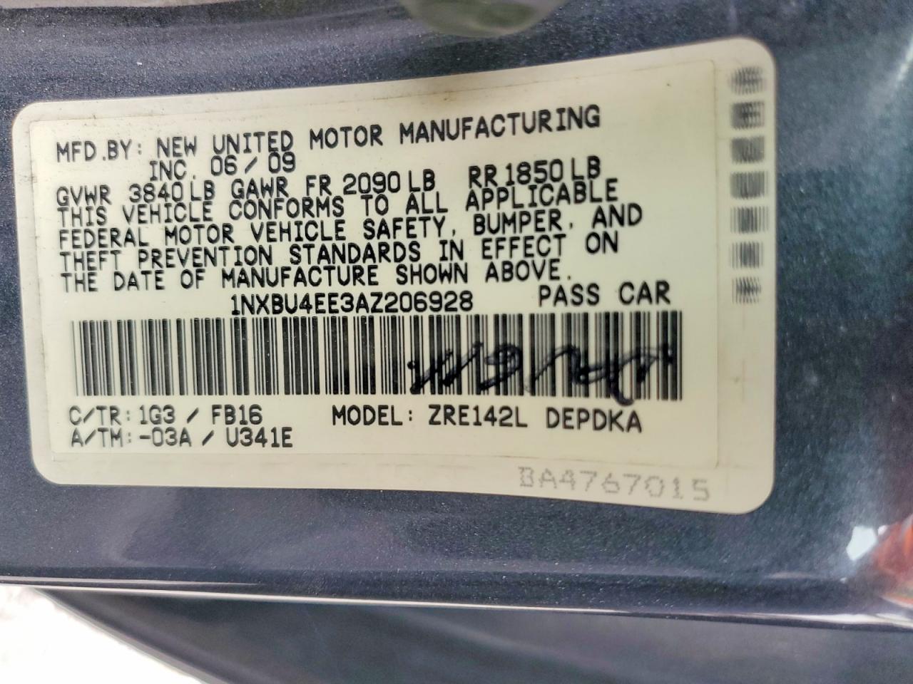 2010 Toyota Corolla Base Gray vin: 1NXBU4EE3AZ206928