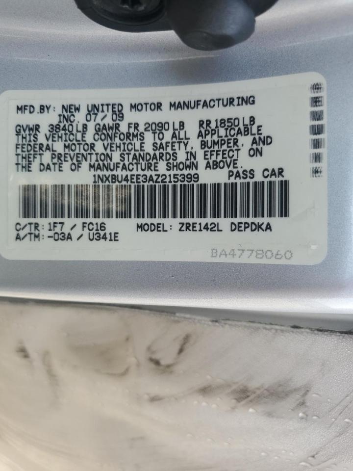 2010 Toyota Corolla Base Silver vin: 1NXBU4EE3AZ215399