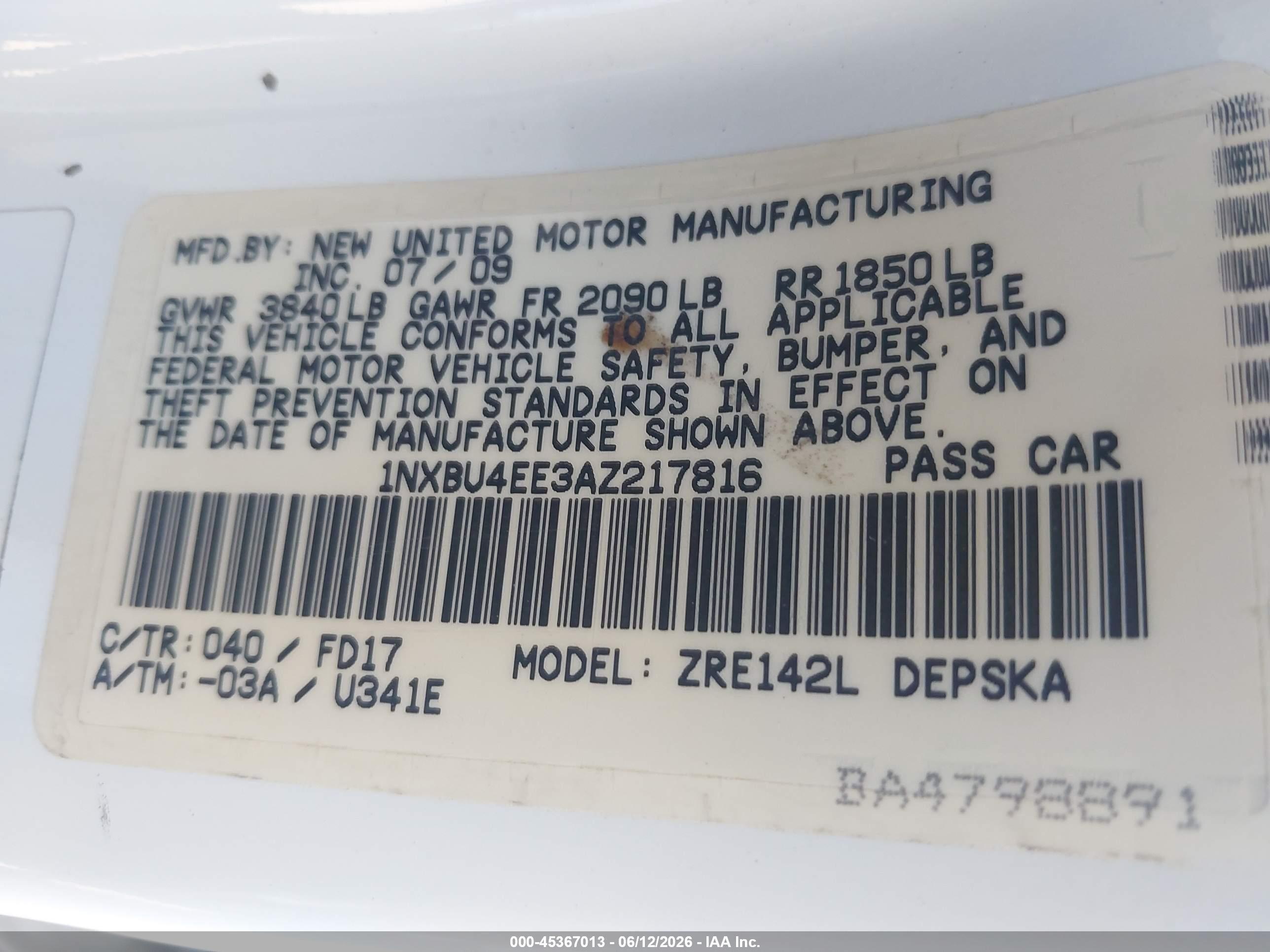 2010 Toyota Corolla S White vin: 1NXBU4EE3AZ217816