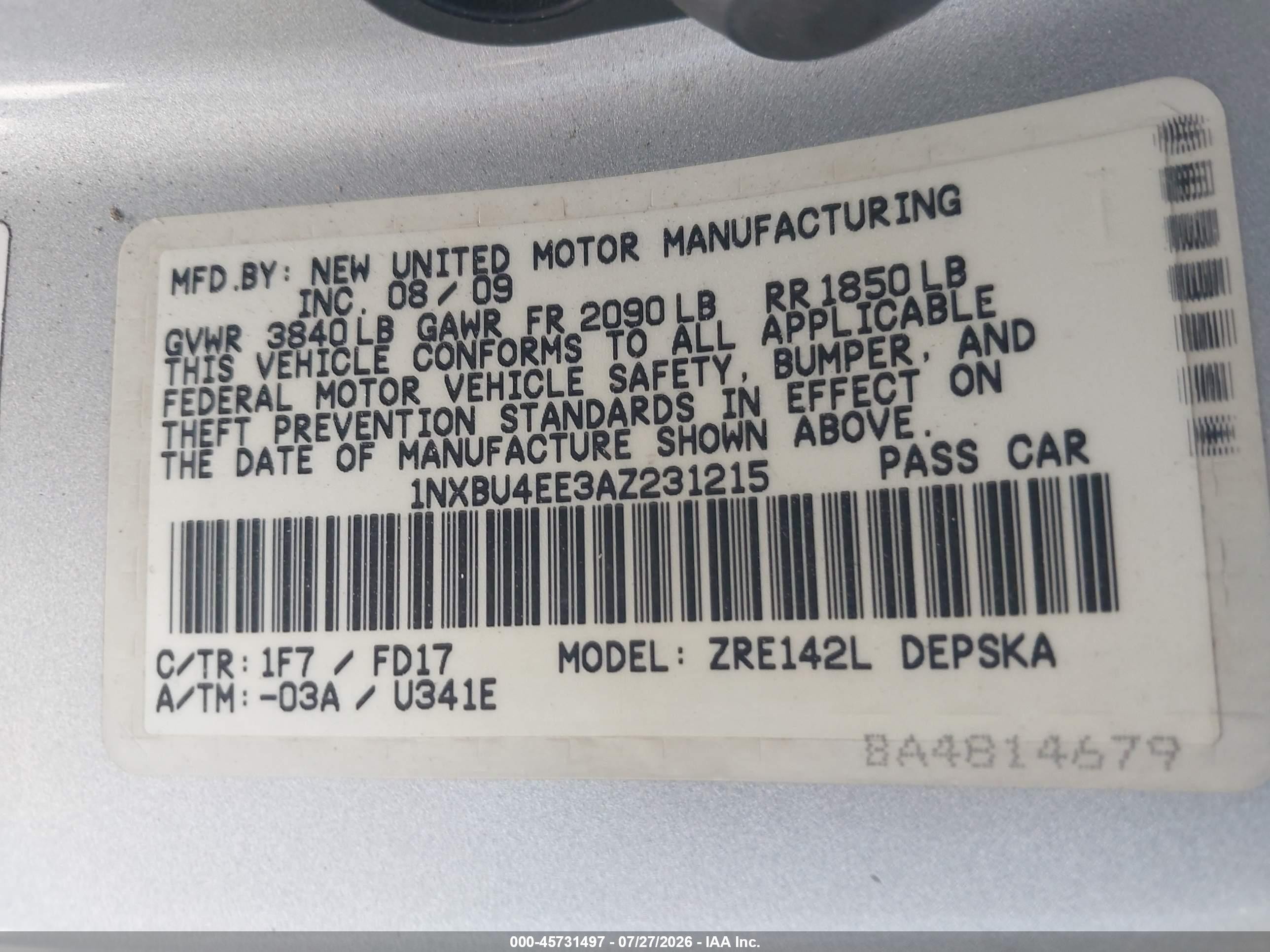 2010 Toyota Corolla S Silver vin: 1NXBU4EE3AZ231215
