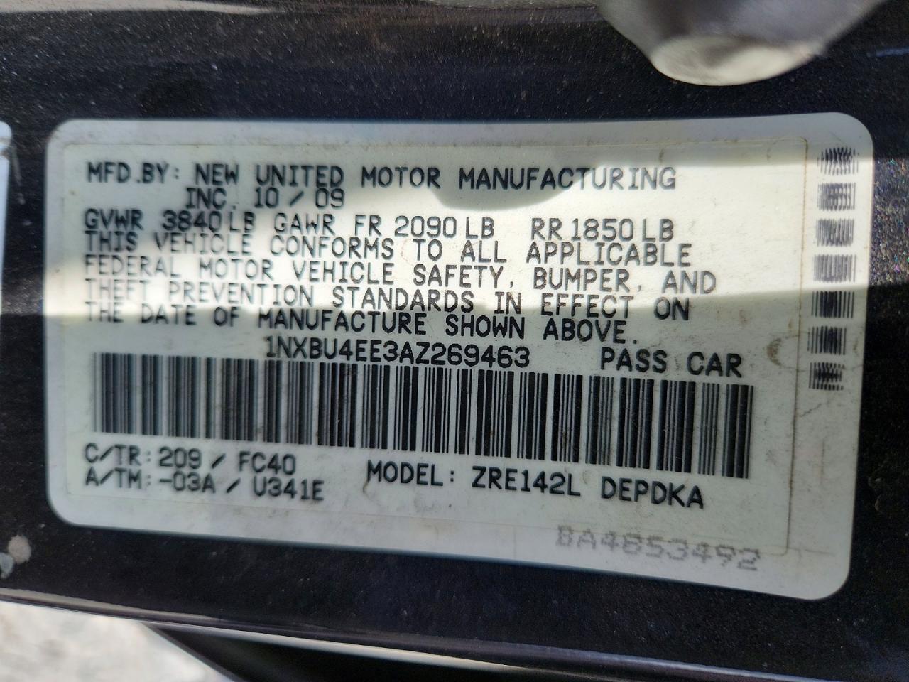 2010 Toyota Corolla Le Black vin: 1NXBU4EE3AZ269463