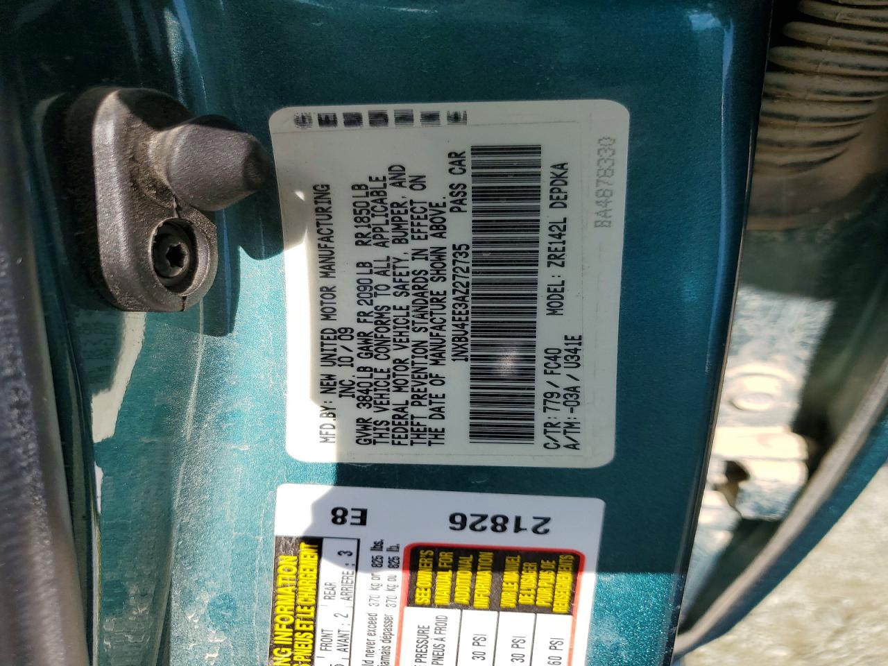 2010 Toyota Corolla Le Green vin: 1NXBU4EE3AZ272735