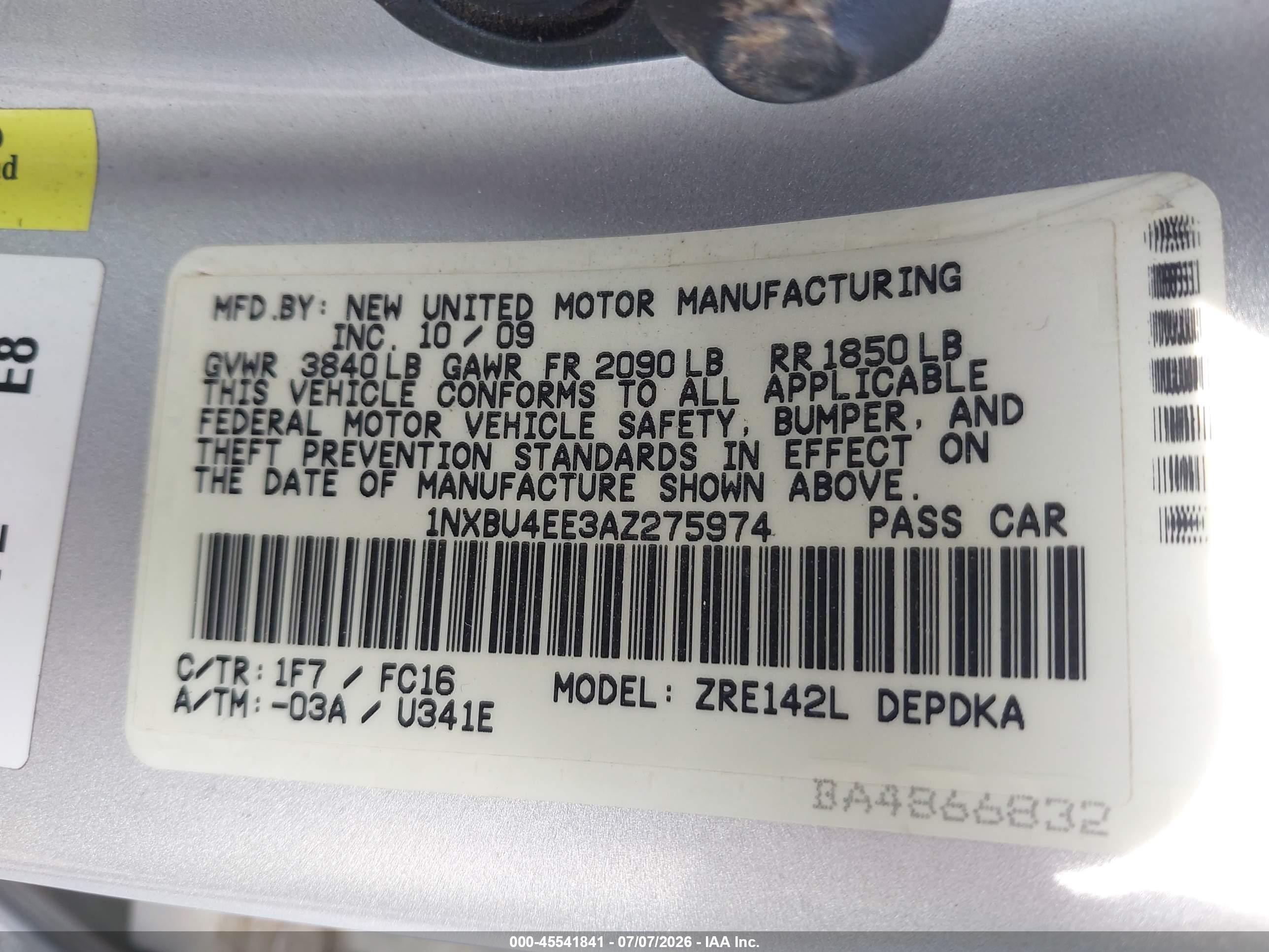 2010 Toyota Corolla Le Silver vin: 1NXBU4EE3AZ275974