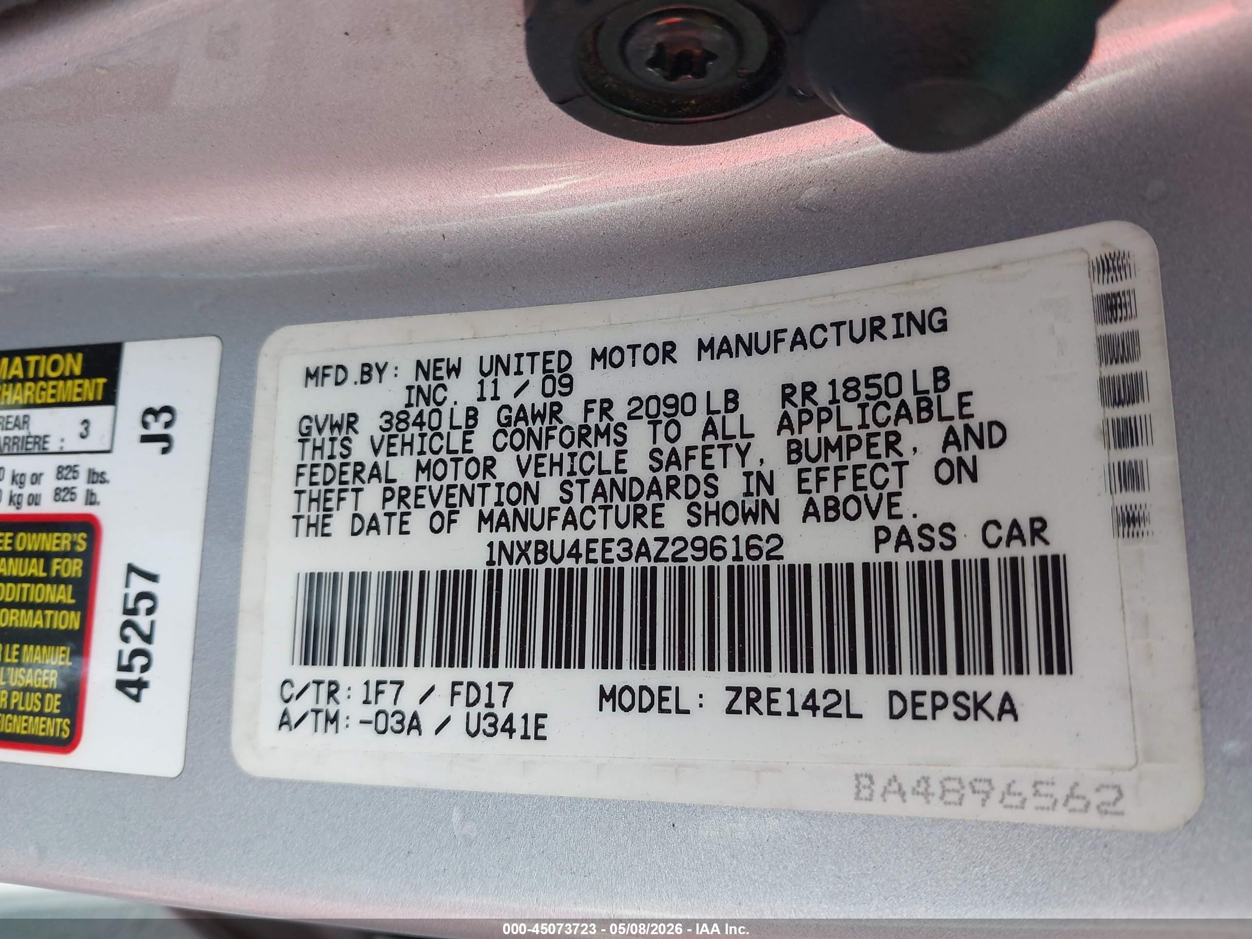 2010 Toyota Corolla S Silver vin: 1NXBU4EE3AZ296162
