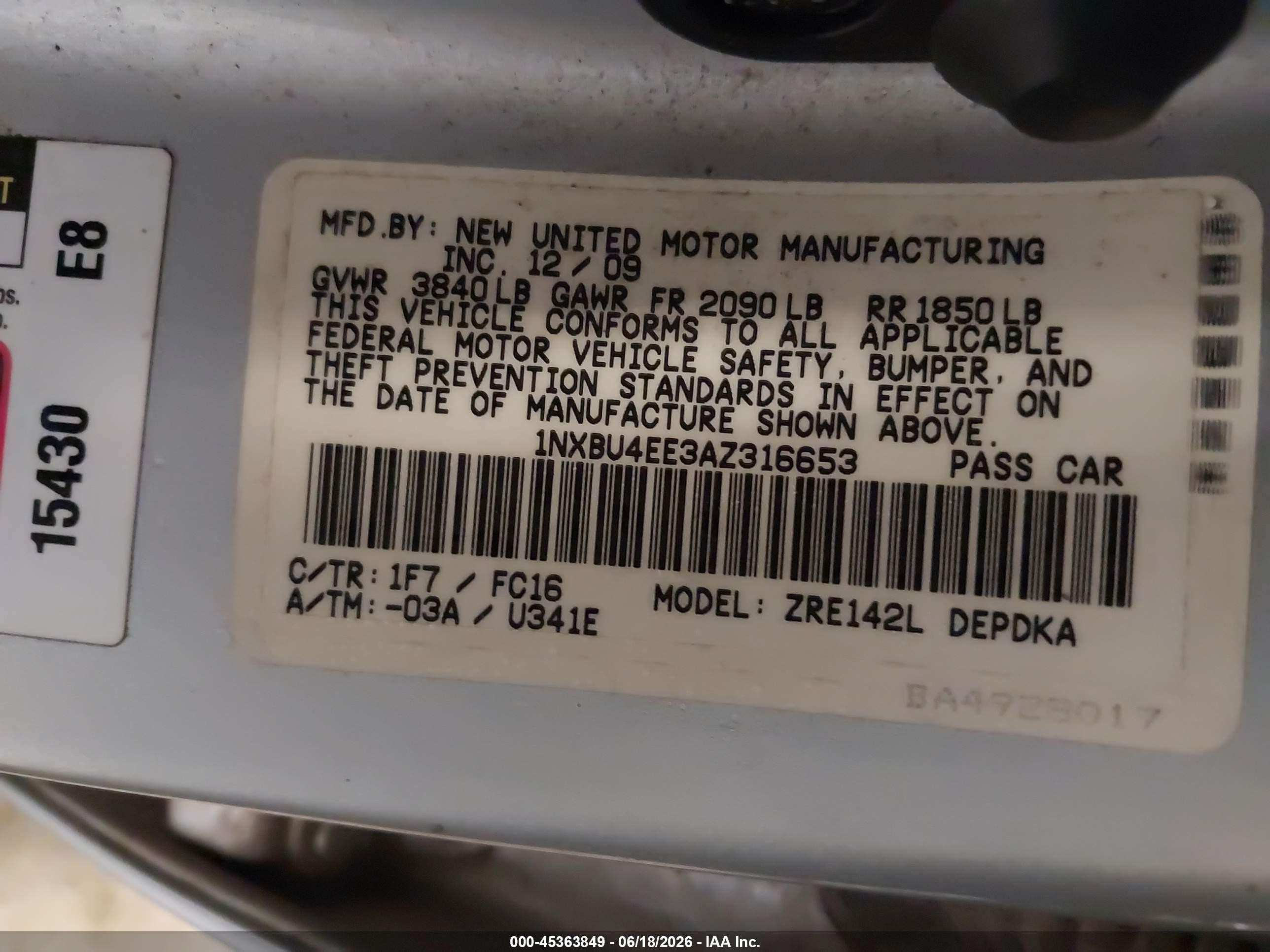 2010 Toyota Corolla Le Silver vin: 1NXBU4EE3AZ316653