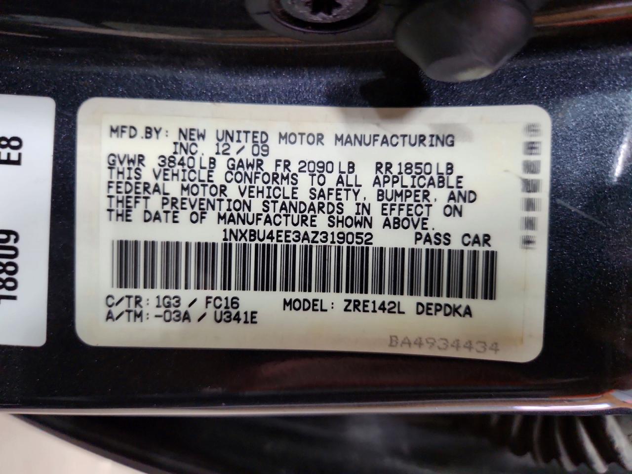 2010 Toyota Corolla Le Серый vin: 1NXBU4EE3AZ319052