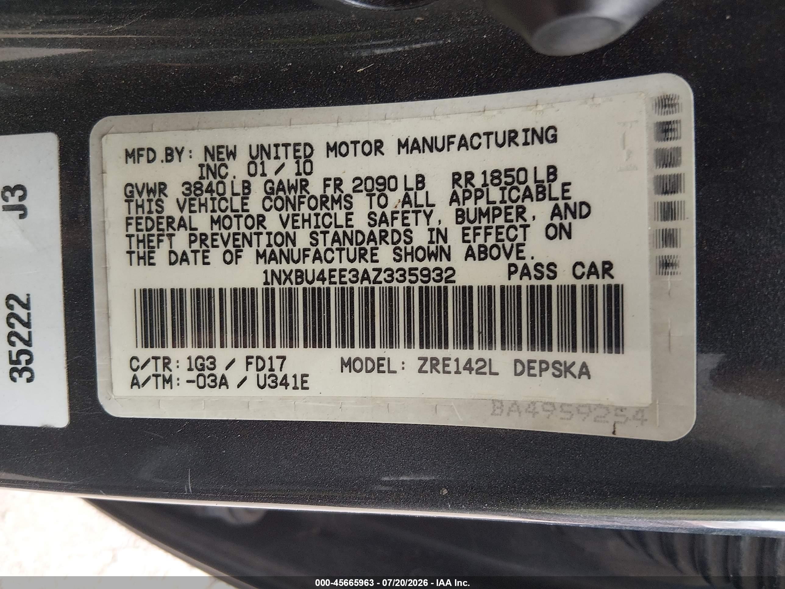 2010 Toyota Corolla S Серый vin: 1NXBU4EE3AZ335932