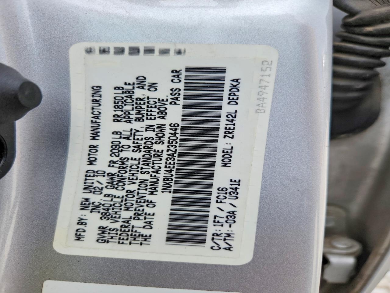 2010 Toyota Corolla Le Silver vin: 1NXBU4EE3AZ350446