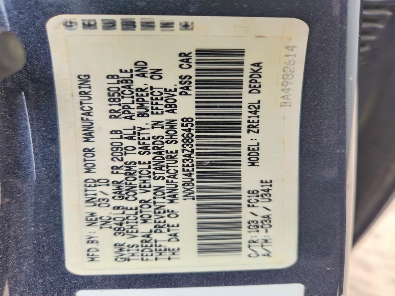 2010 Toyota Corolla Le Gray vin: 1NXBU4EE3AZ386458
