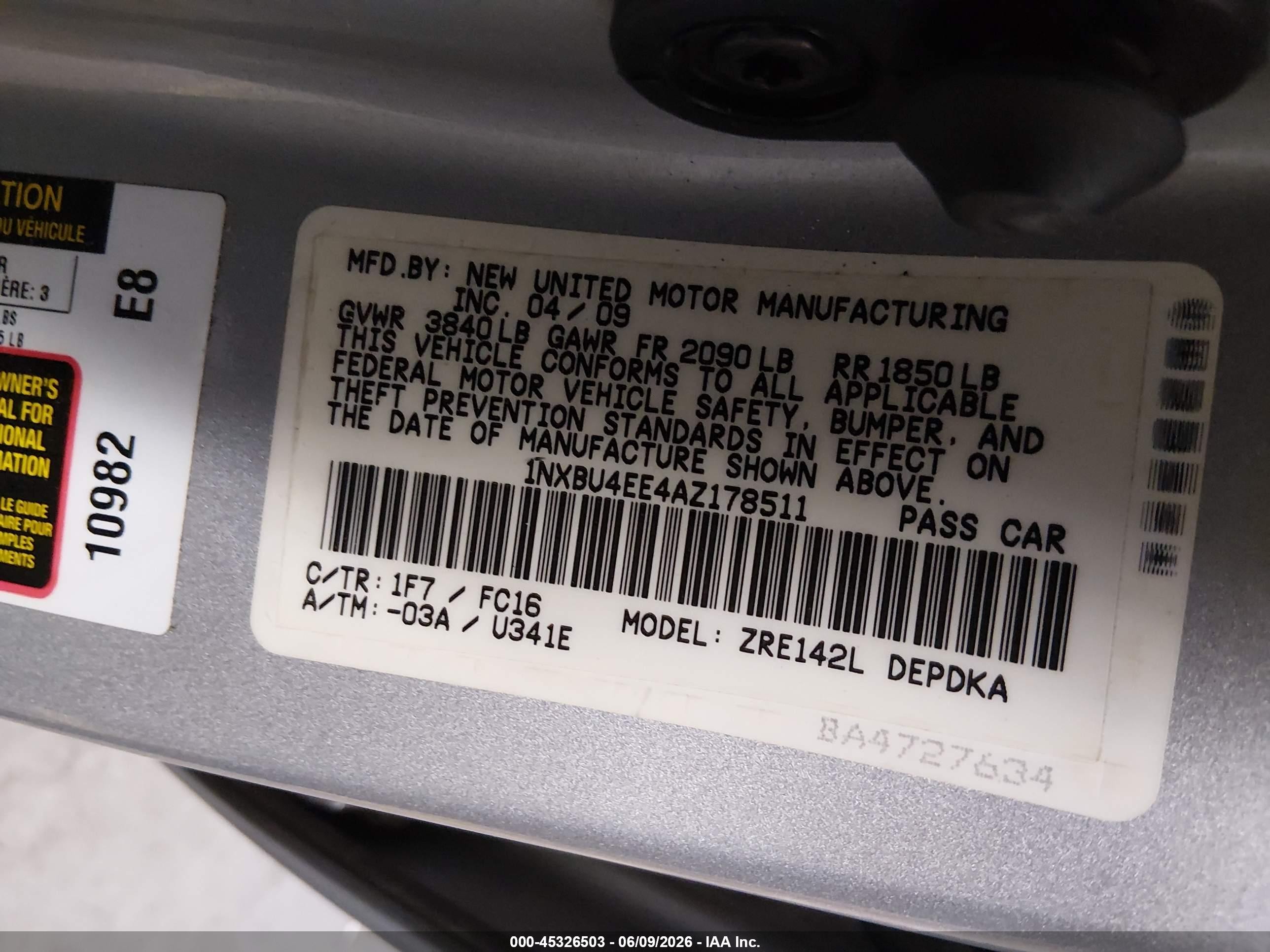 2010 Toyota Corolla Le Silver vin: 1NXBU4EE4AZ178511