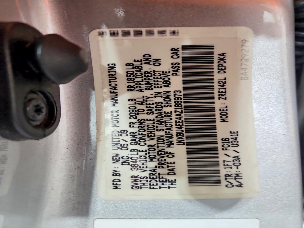 2010 Toyota Corolla Le Silver vin: 1NXBU4EE4AZ188973