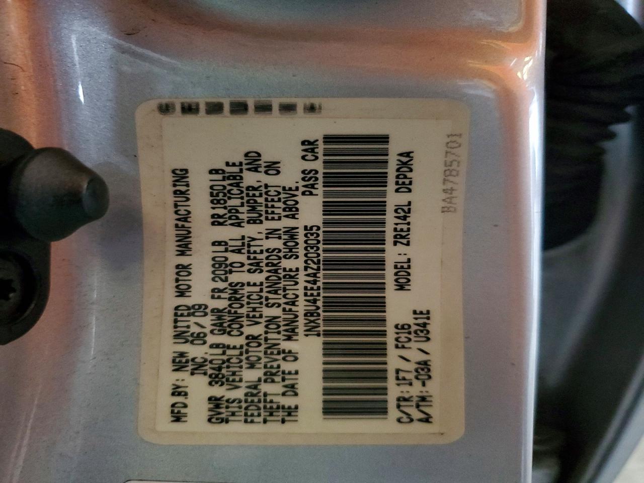 2010 Toyota Corolla Le Silver vin: 1NXBU4EE4AZ203035