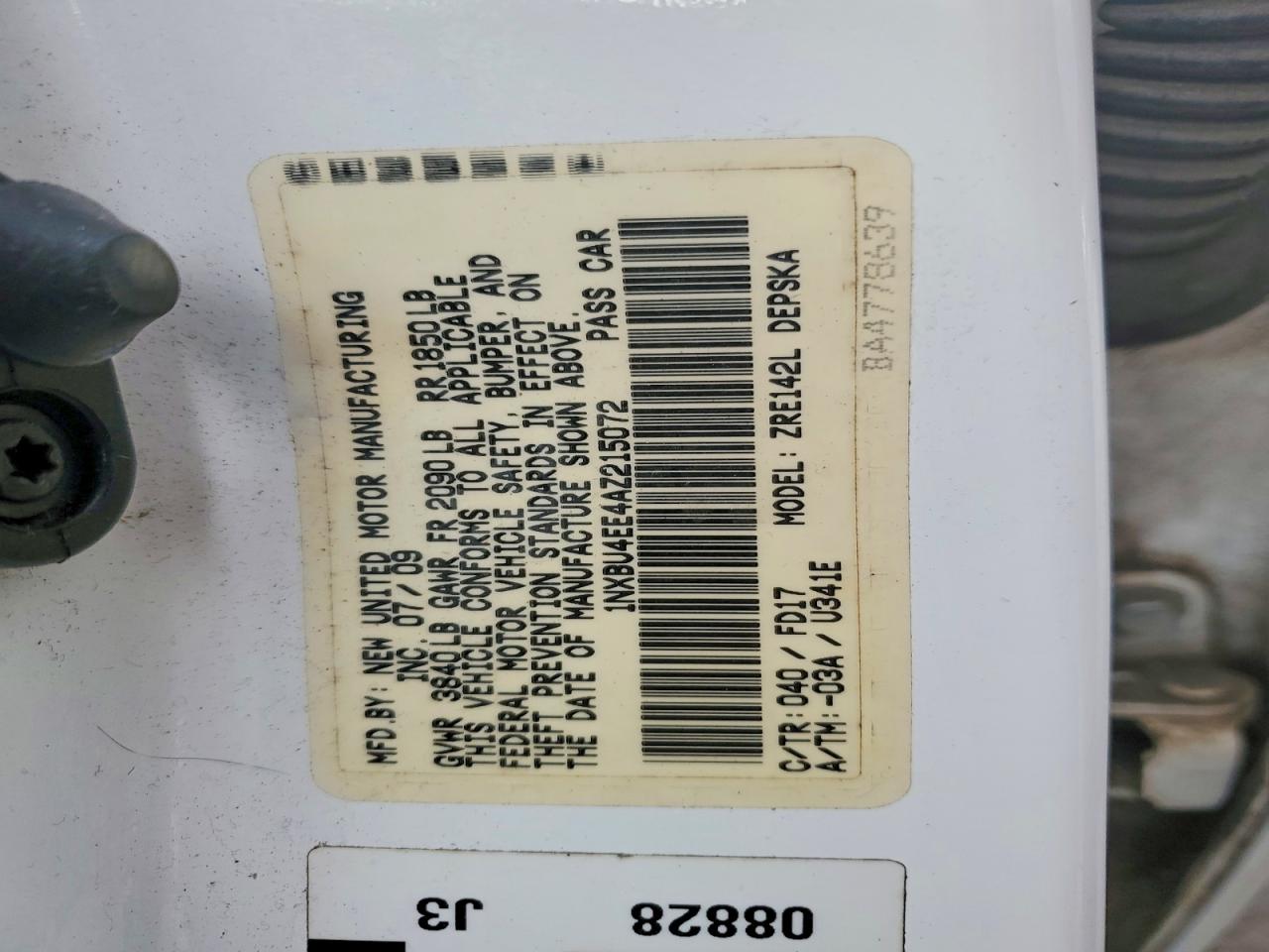 2010 Toyota Corolla S Белый vin: 1NXBU4EE4AZ215072