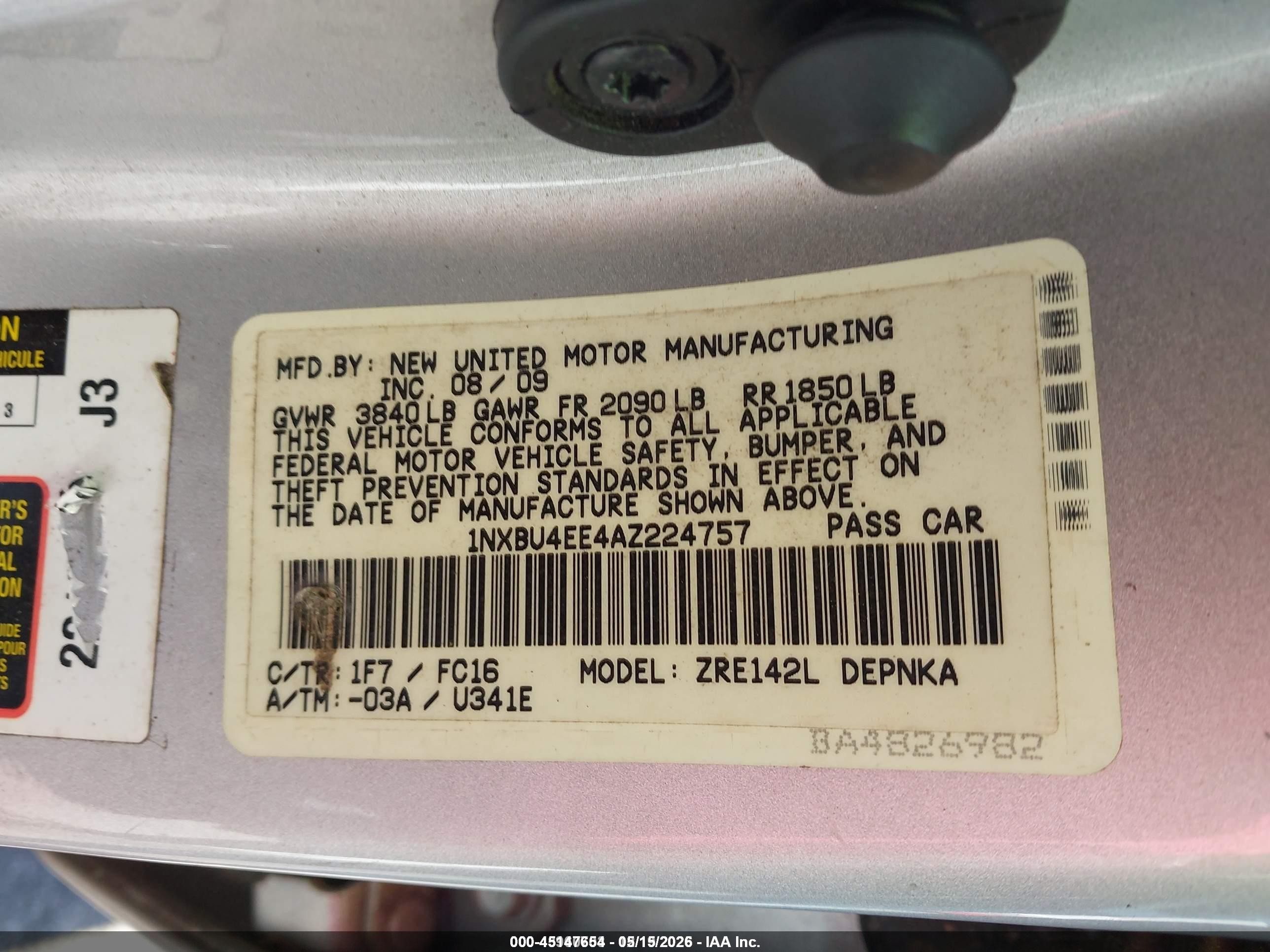 2010 Toyota Corolla Xle Silver vin: 1NXBU4EE4AZ224757