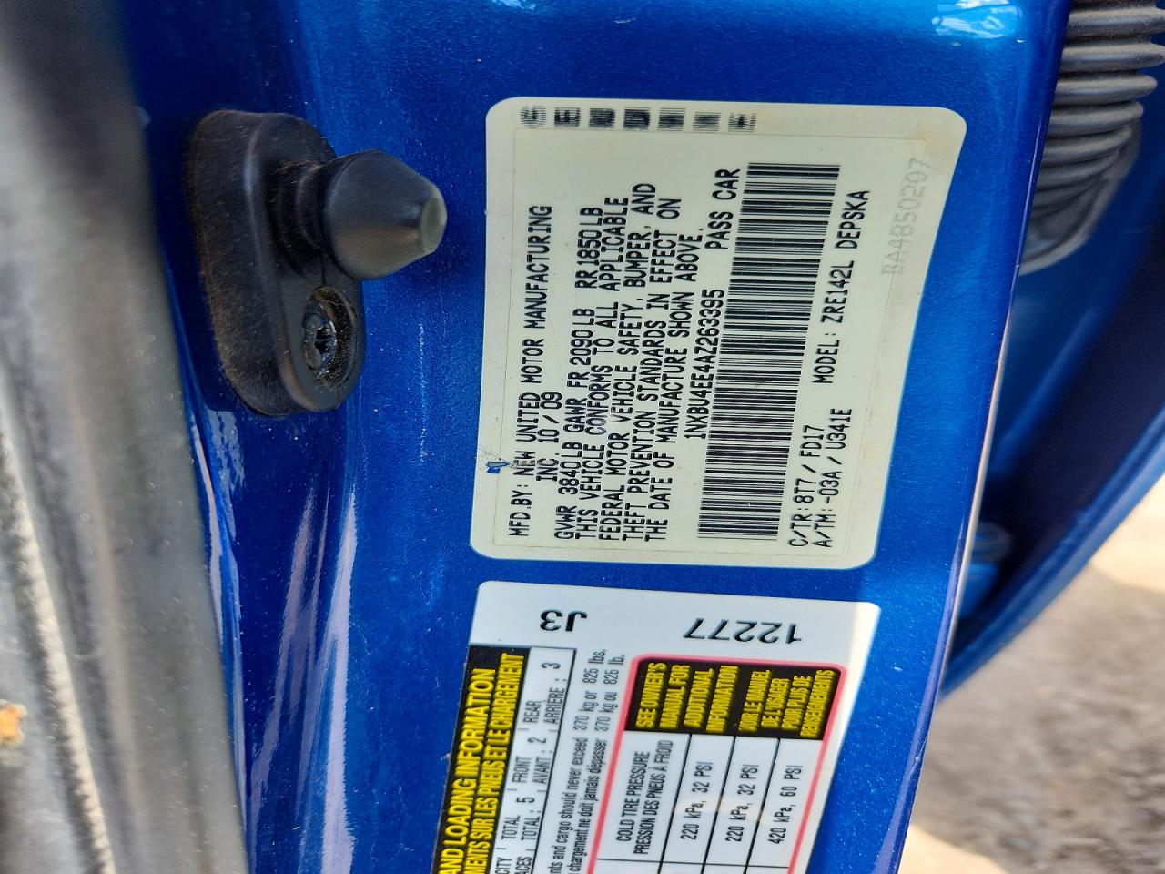 2010 Toyota Corolla S Blue vin: 1NXBU4EE4AZ263395