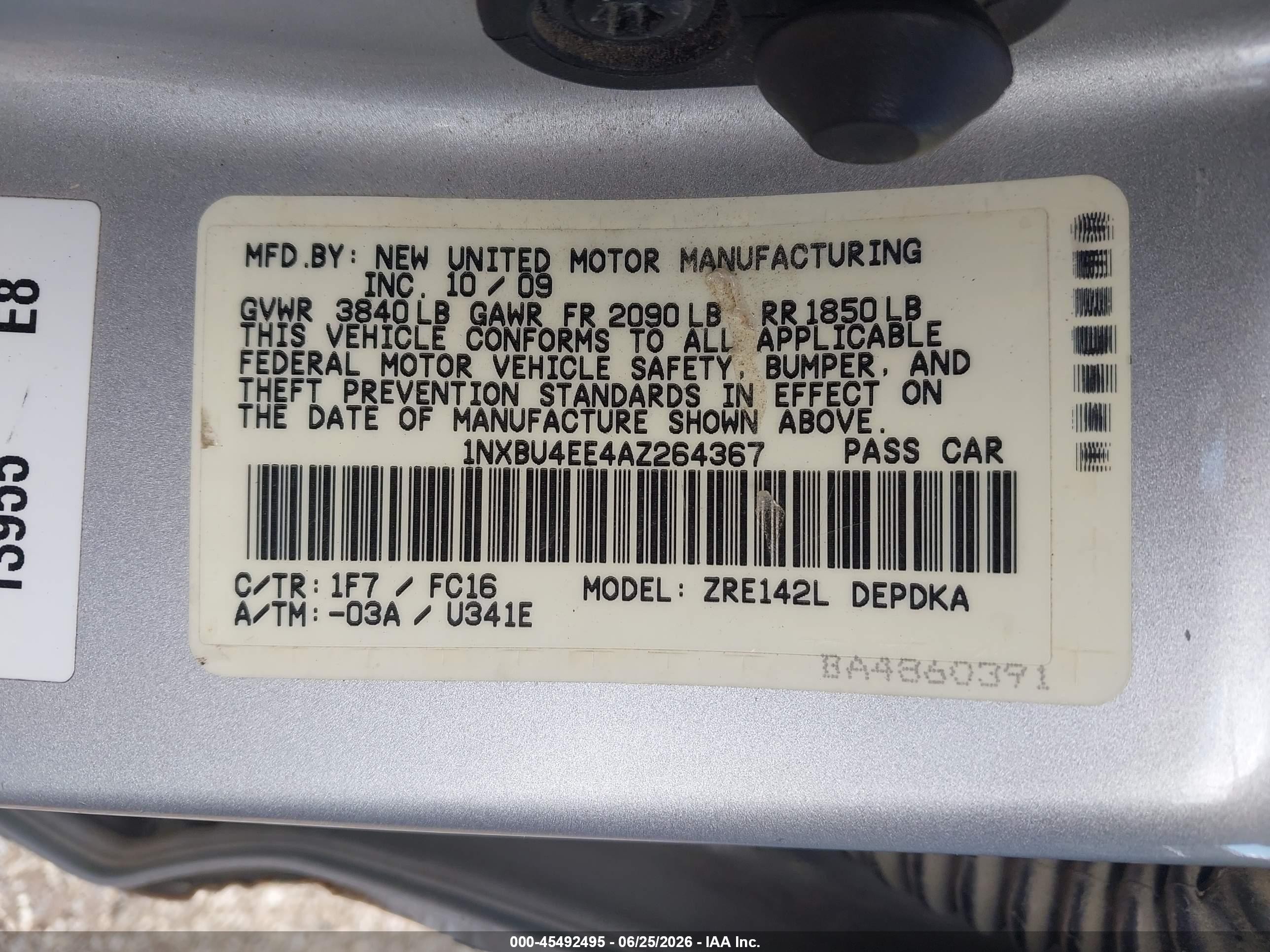 2010 Toyota Corolla Le Silver vin: 1NXBU4EE4AZ264367