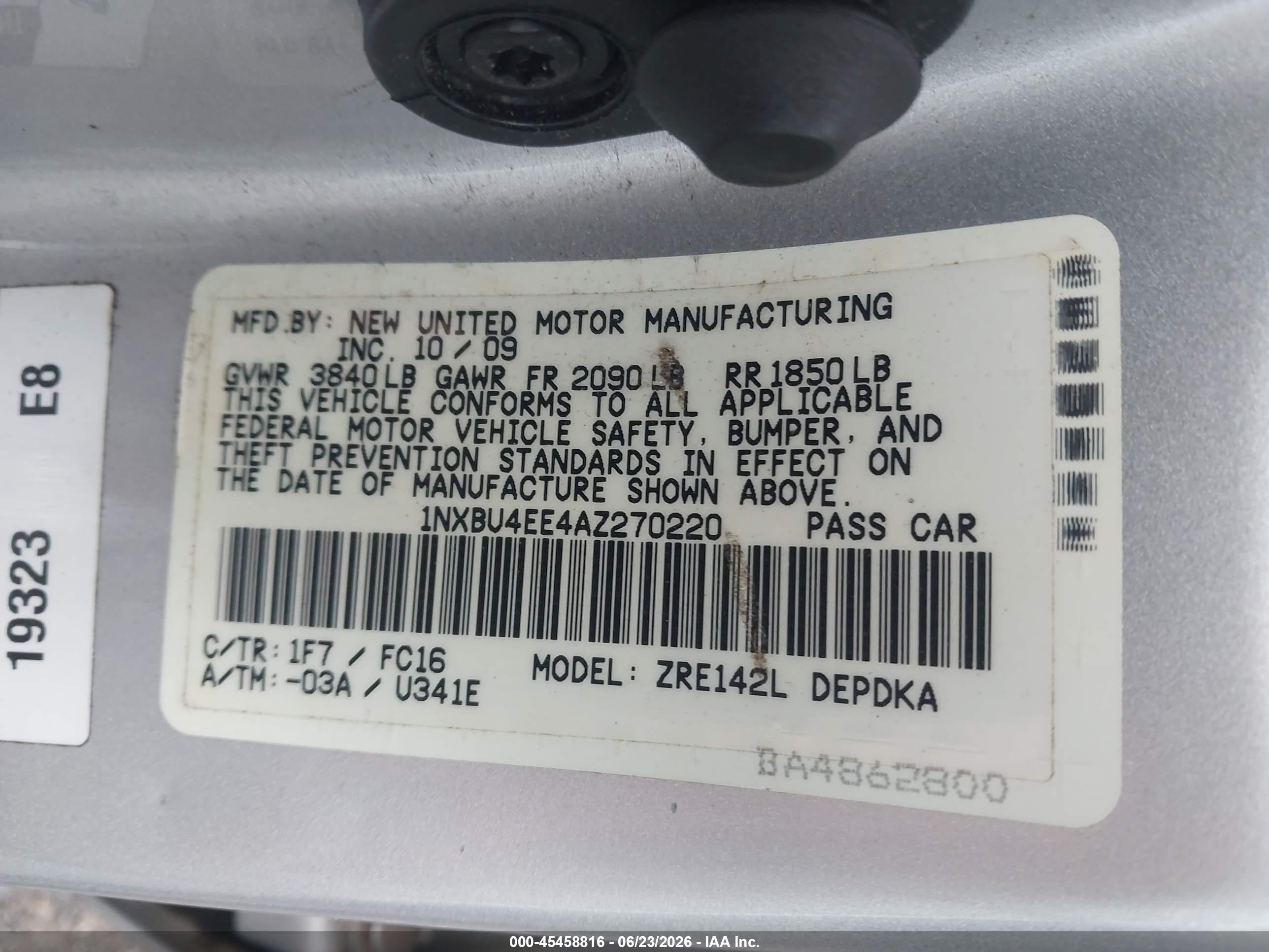 2010 Toyota Corolla Le Серебряный vin: 1NXBU4EE4AZ270220