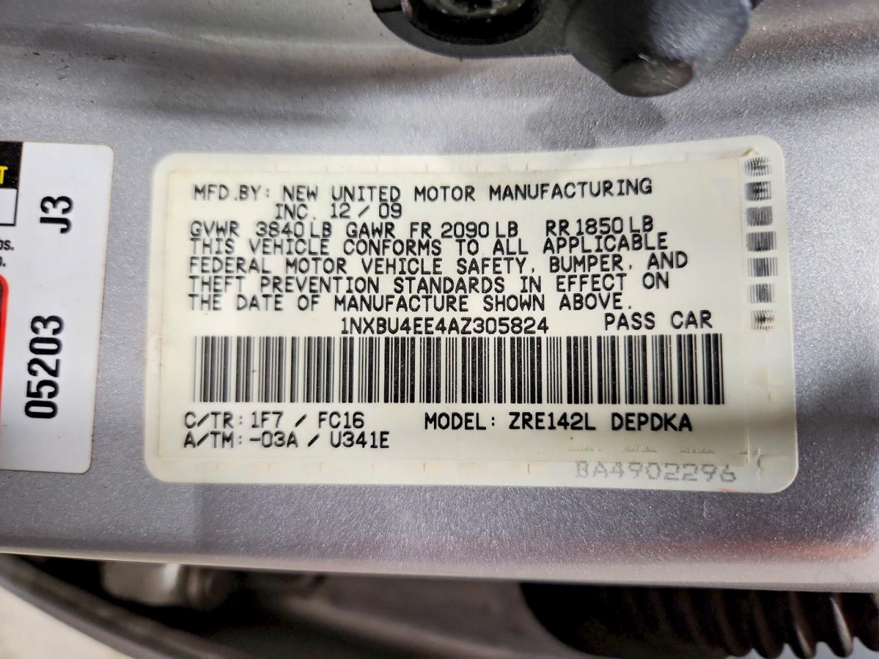 2010 Toyota Corolla Le Silver vin: 1NXBU4EE4AZ305824