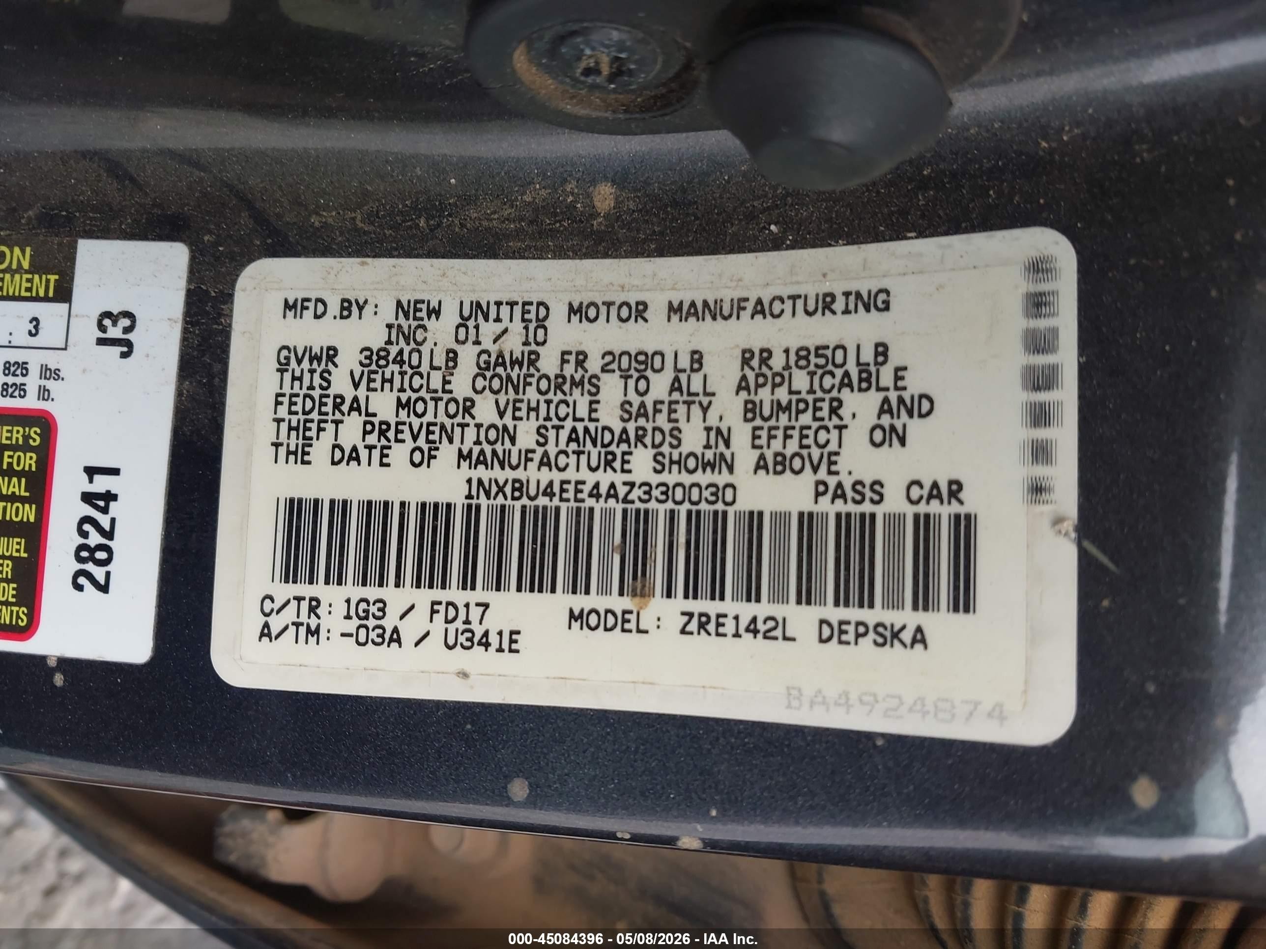 2010 Toyota Corolla S Gray vin: 1NXBU4EE4AZ330030