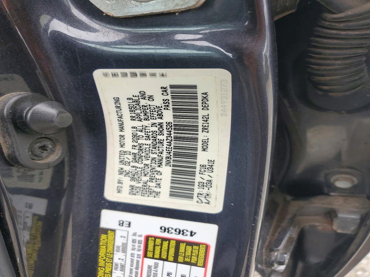 2010 Toyota Corolla Le Серый vin: 1NXBU4EE4AZ344526