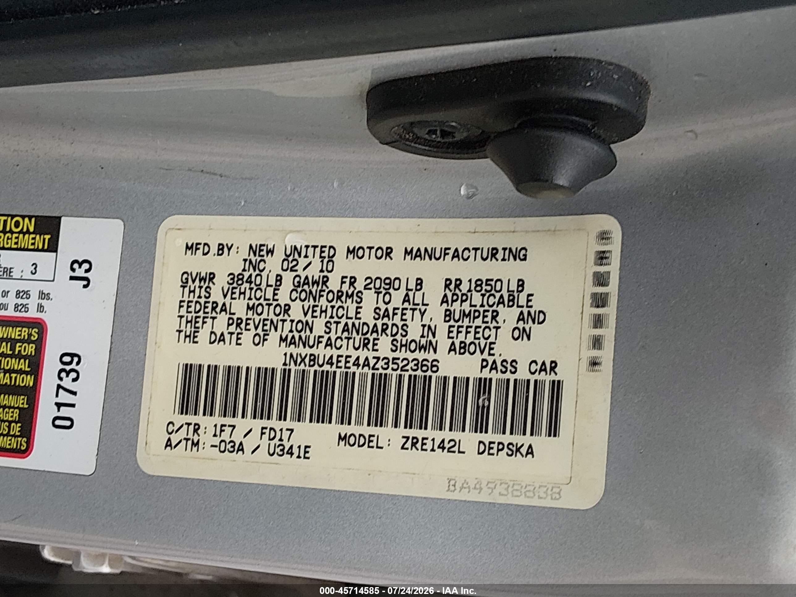 2010 Toyota Corolla S Silver vin: 1NXBU4EE4AZ352366