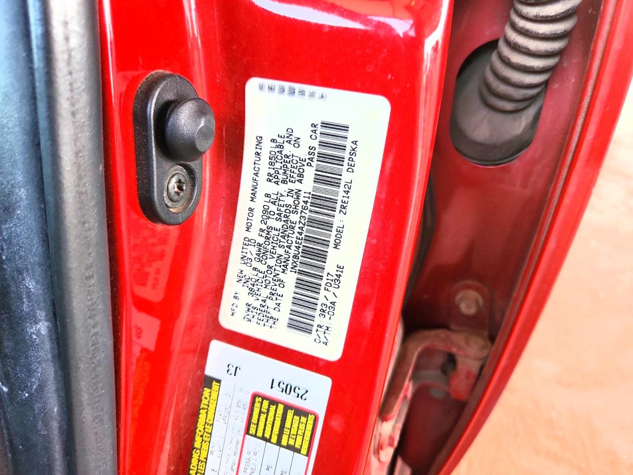 2010 Toyota Corolla S Red vin: 1NXBU4EE4AZ376411