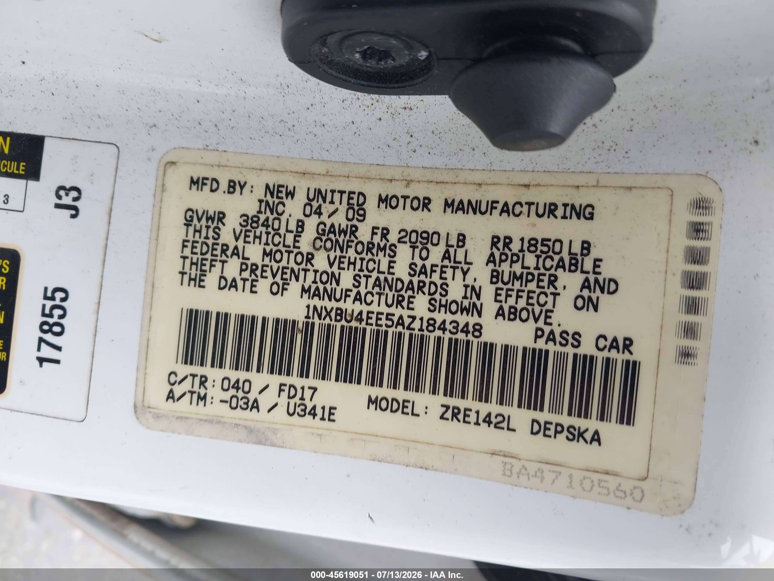 2010 Toyota Corolla S White vin: 1NXBU4EE5AZ184348