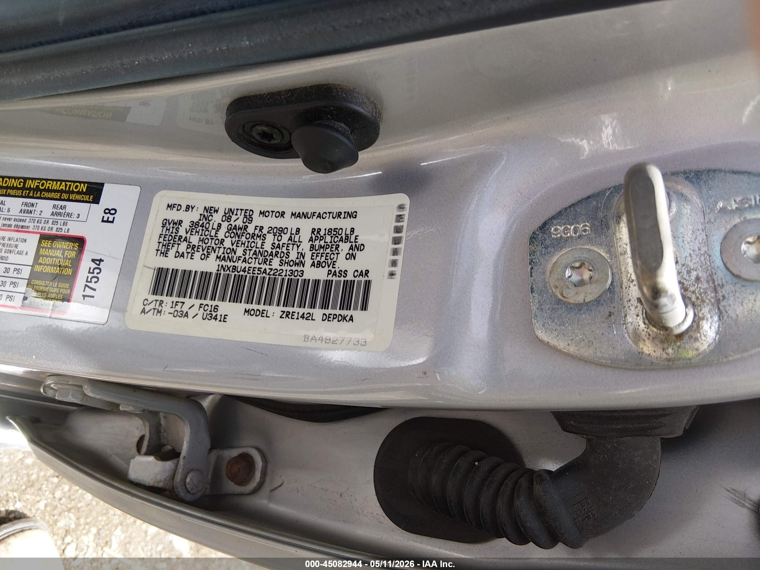 2010 Toyota Corolla Le Серебряный vin: 1NXBU4EE5AZ221303