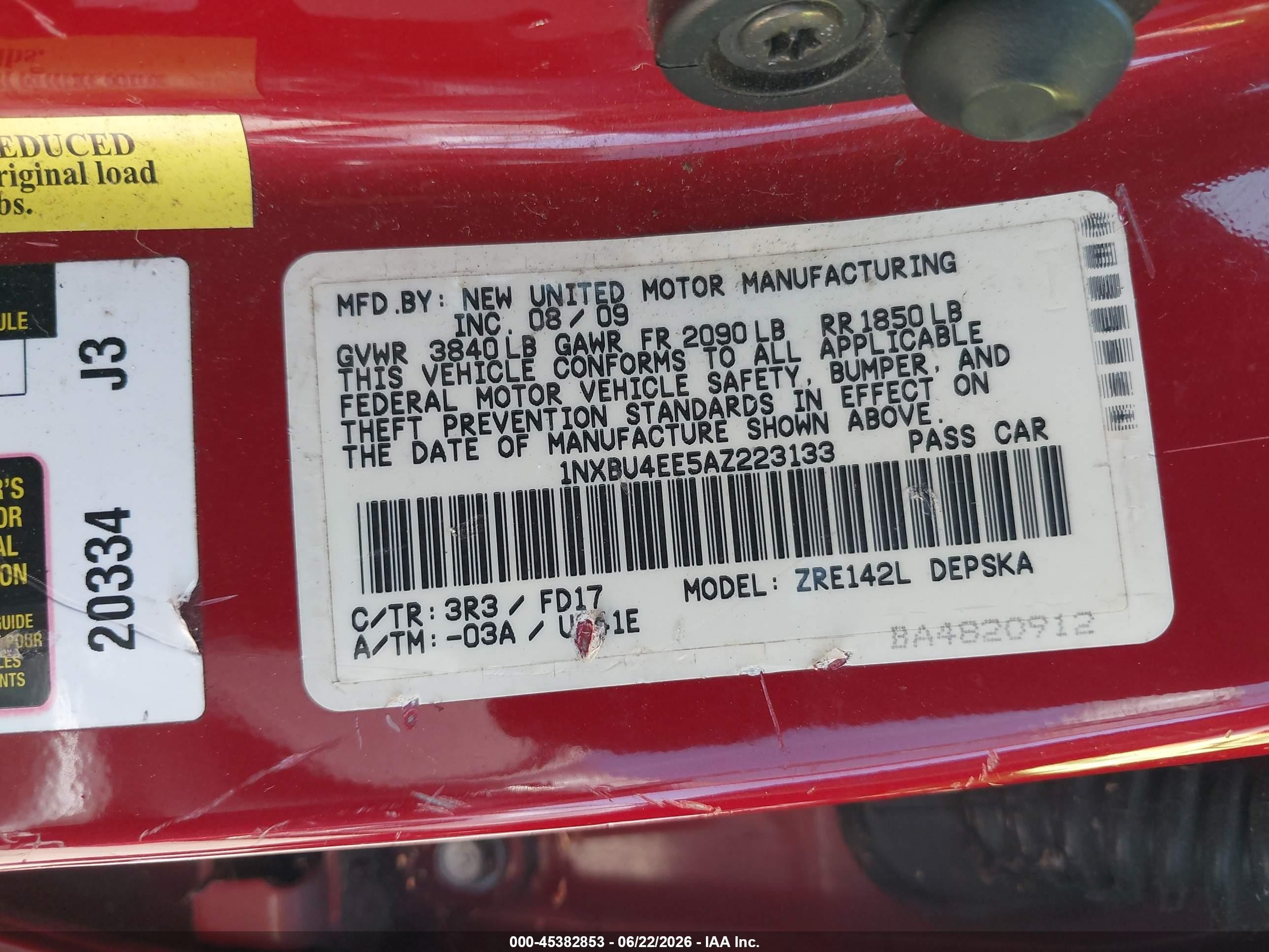 2010 Toyota Corolla S Red vin: 1NXBU4EE5AZ223133