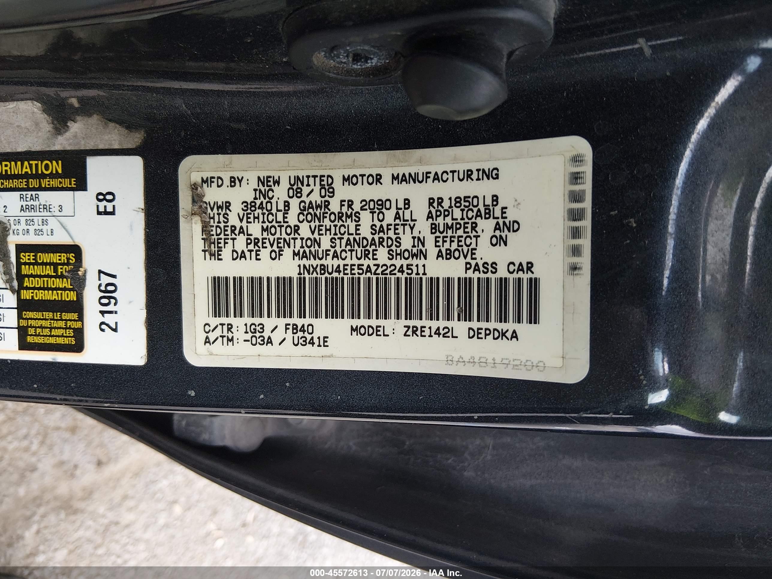 2010 Toyota Corolla   Gray vin: 1NXBU4EE5AZ224511