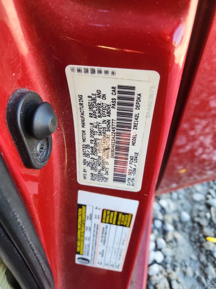 2010 Toyota Corolla Base Red vin: 1NXBU4EE5AZ245777