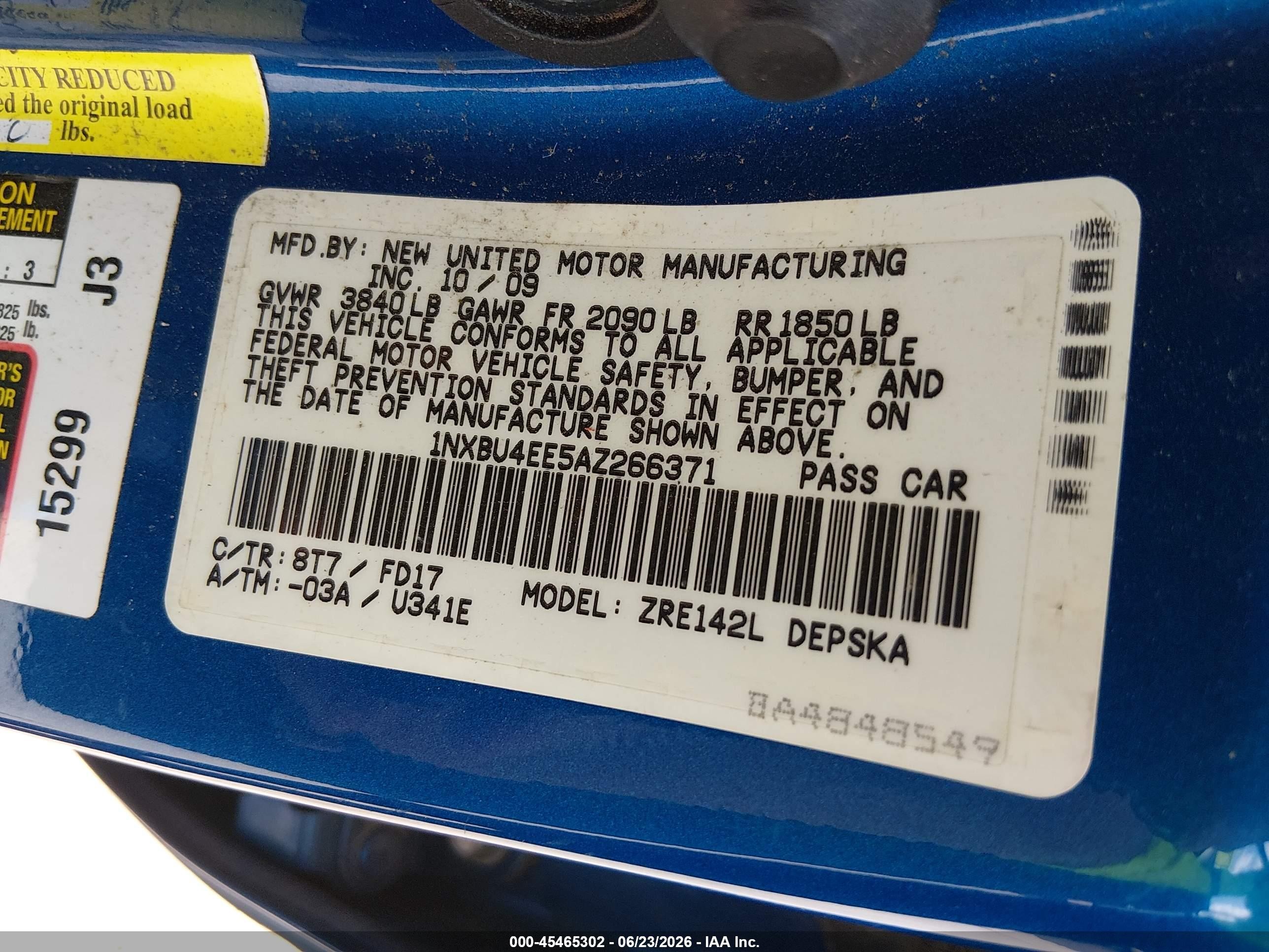 2010 Toyota Corolla S Blue vin: 1NXBU4EE5AZ266371