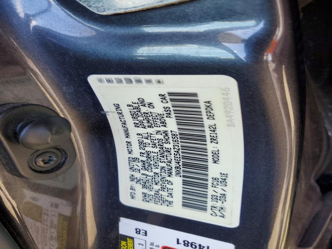 2010 Toyota Corolla Le Gray vin: 1NXBU4EE5AZ316587
