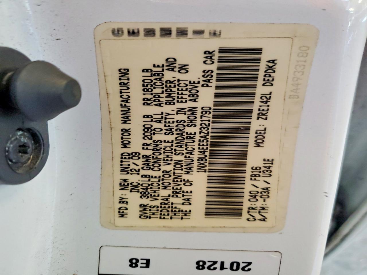 2010 Toyota Corolla Base White vin: 1NXBU4EE5AZ321790