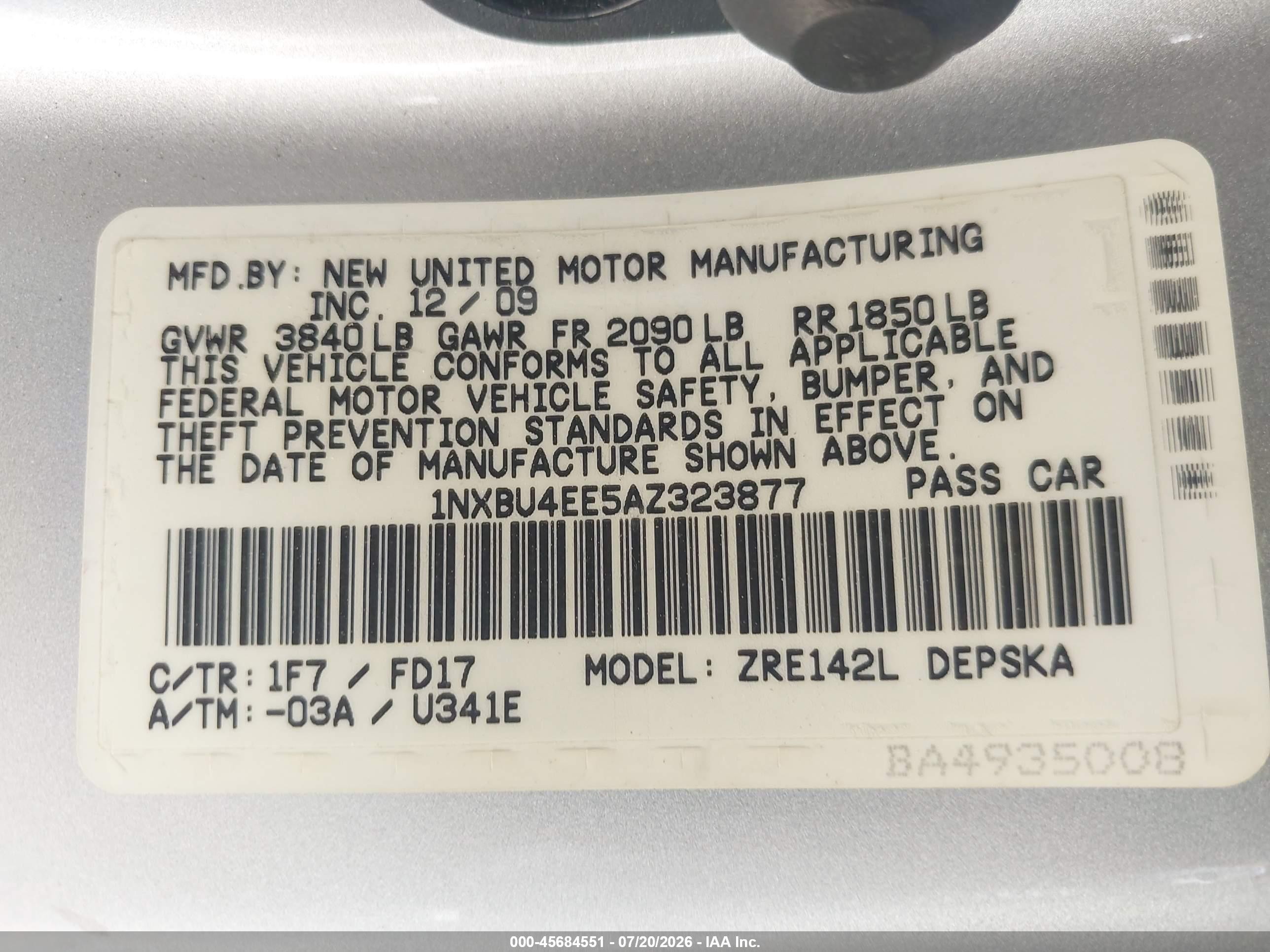 2010 Toyota Corolla S Silver vin: 1NXBU4EE5AZ323877