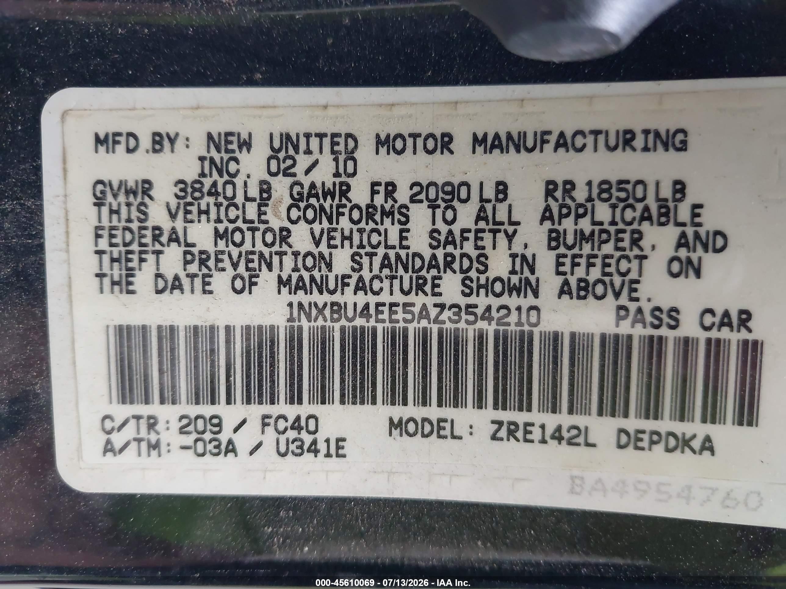 2010 Toyota Corolla Le Черный vin: 1NXBU4EE5AZ354210