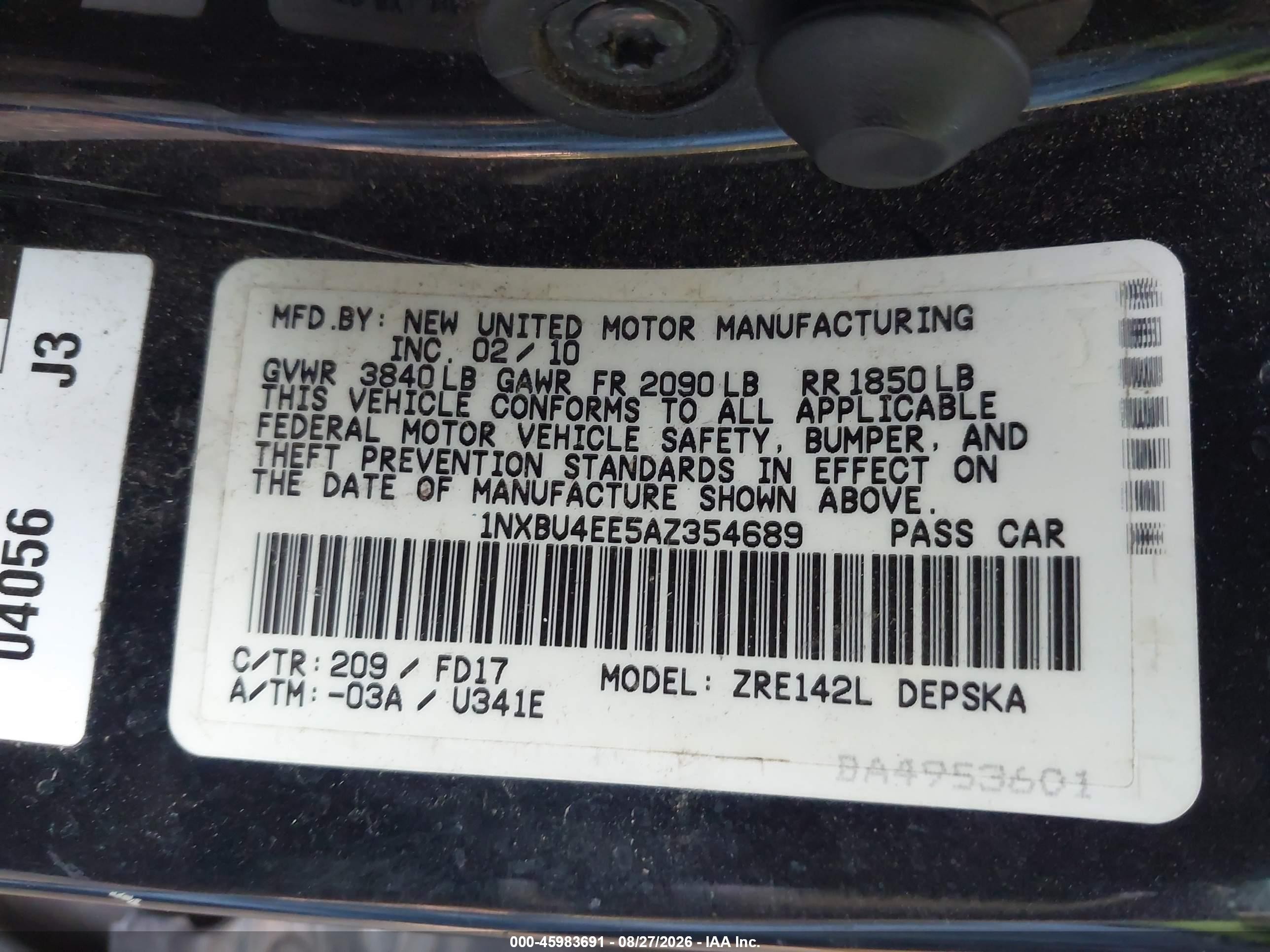 2010 Toyota Corolla S Черный vin: 1NXBU4EE5AZ354689
