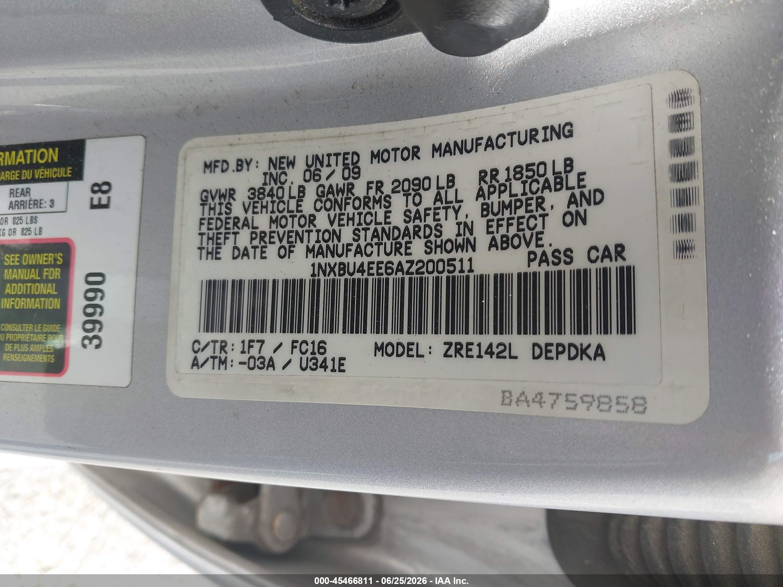 2010 Toyota Corolla Le Silver vin: 1NXBU4EE6AZ200511