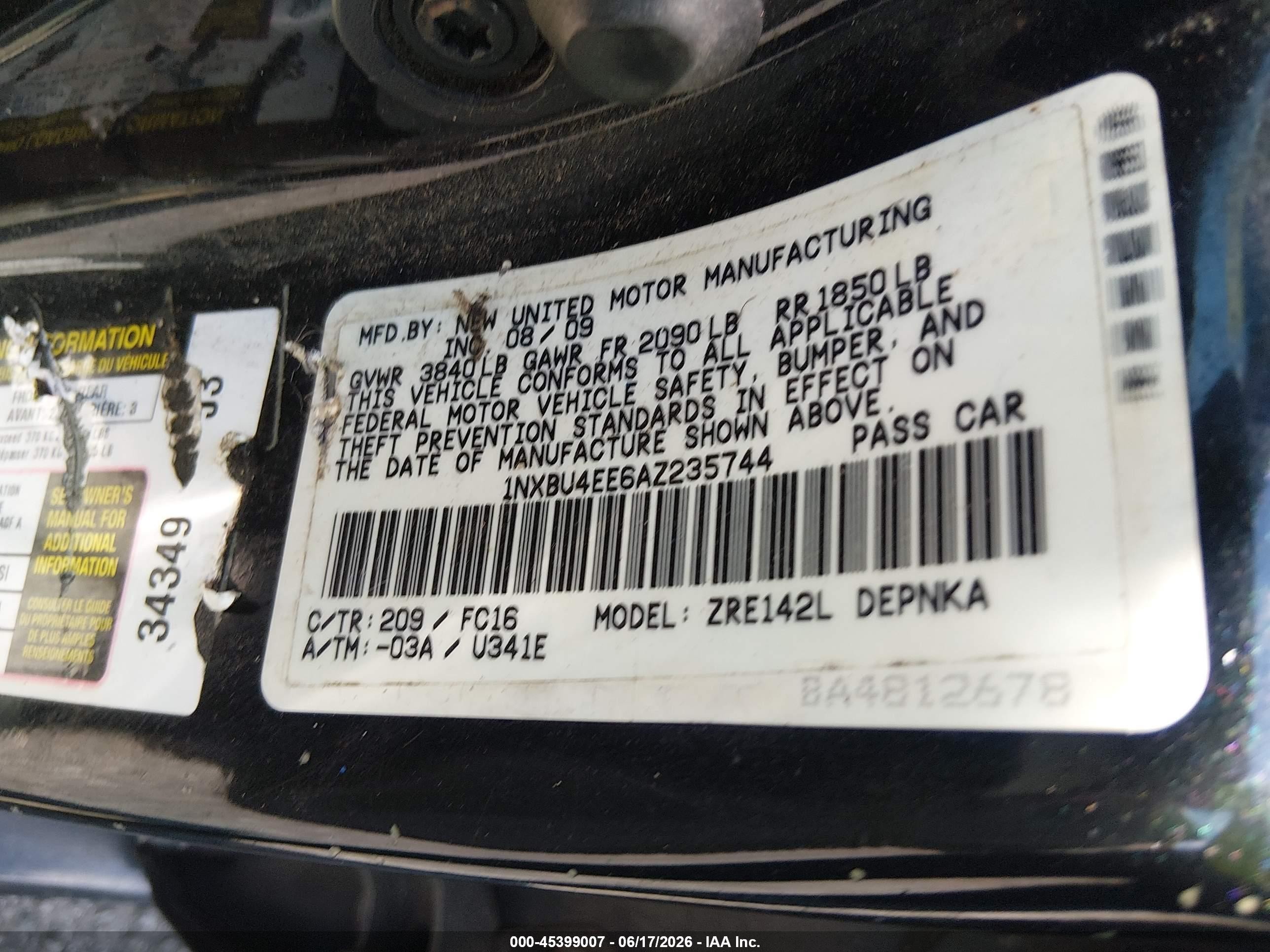 2010 Toyota Corolla Xle Black vin: 1NXBU4EE6AZ235744