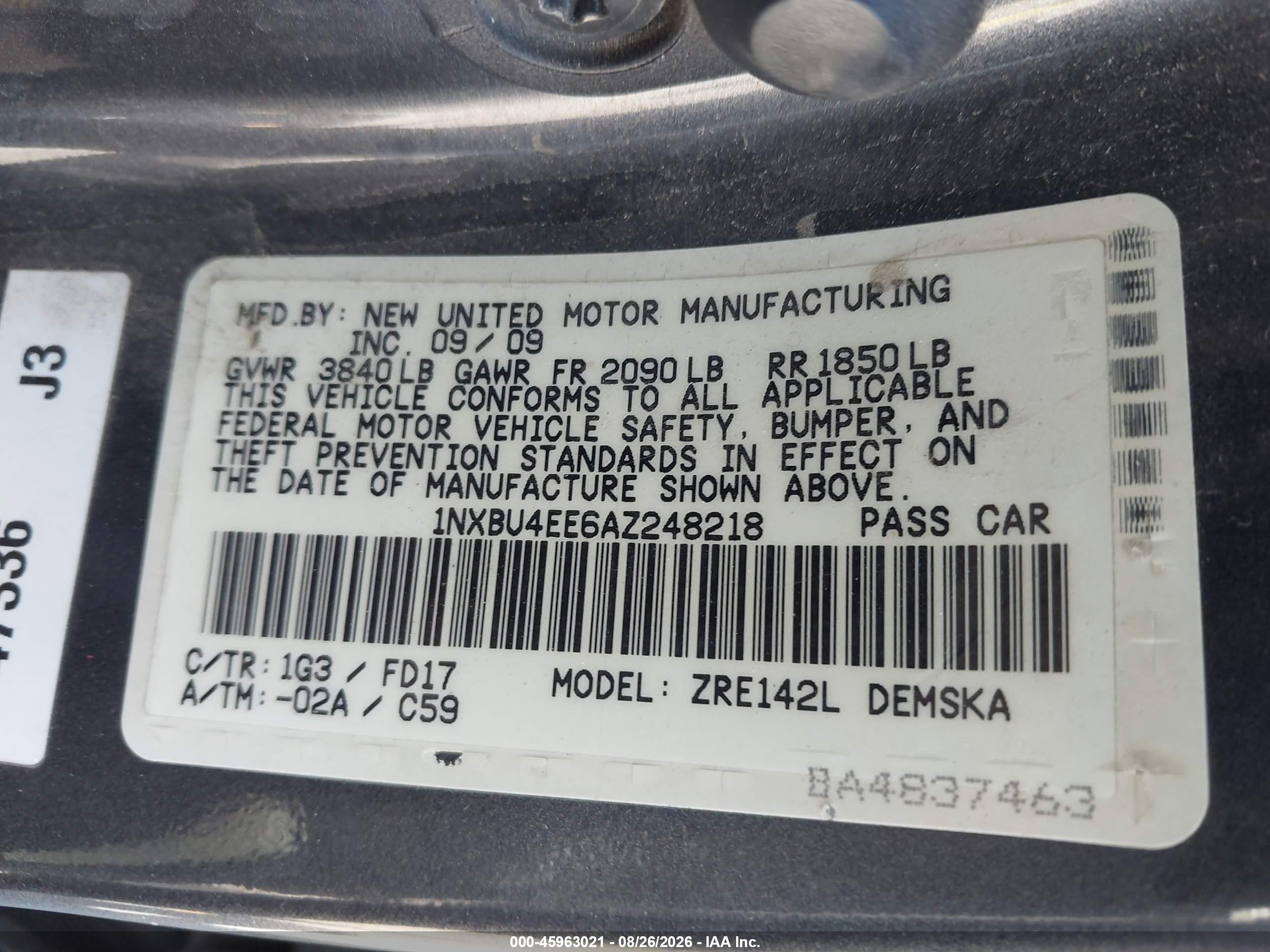 2010 Toyota Corolla S Серый vin: 1NXBU4EE6AZ248218