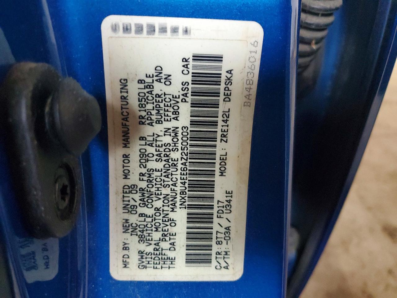 2010 Toyota Corolla S Blue vin: 1NXBU4EE6AZ250003
