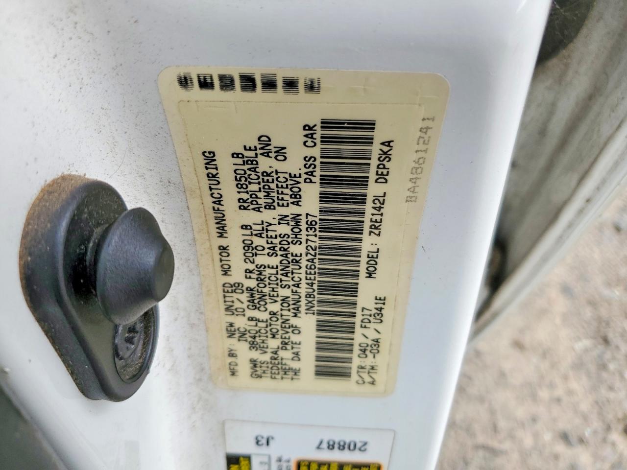 2010 Toyota Corolla S White vin: 1NXBU4EE6AZ271367