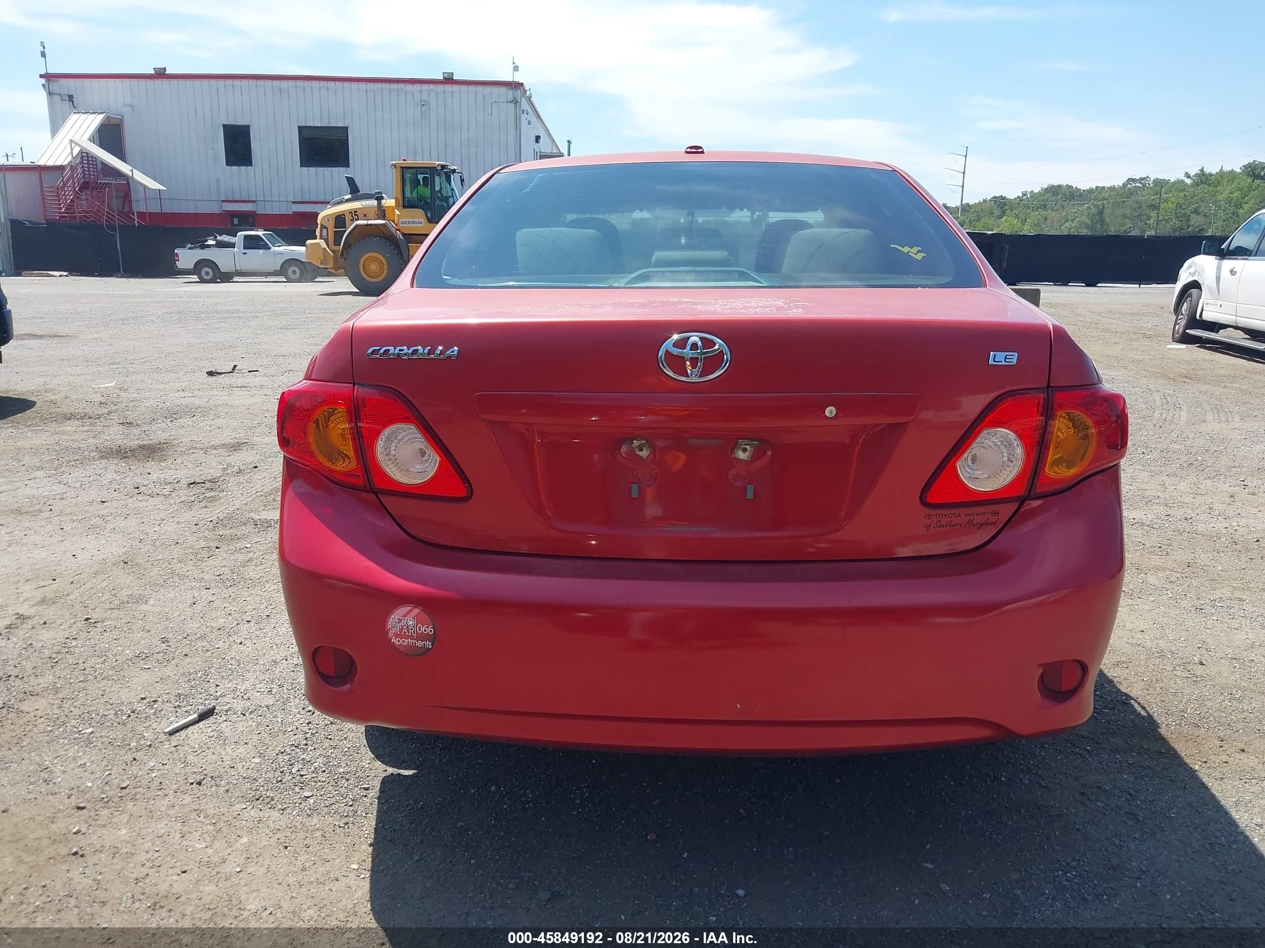 2010 Toyota Corolla Le Red vin: 1NXBU4EE6AZ307851