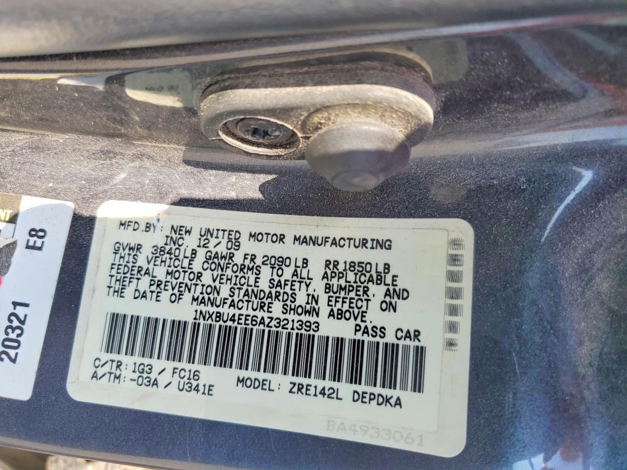 2010 Toyota Corolla Le Gray vin: 1NXBU4EE6AZ321393