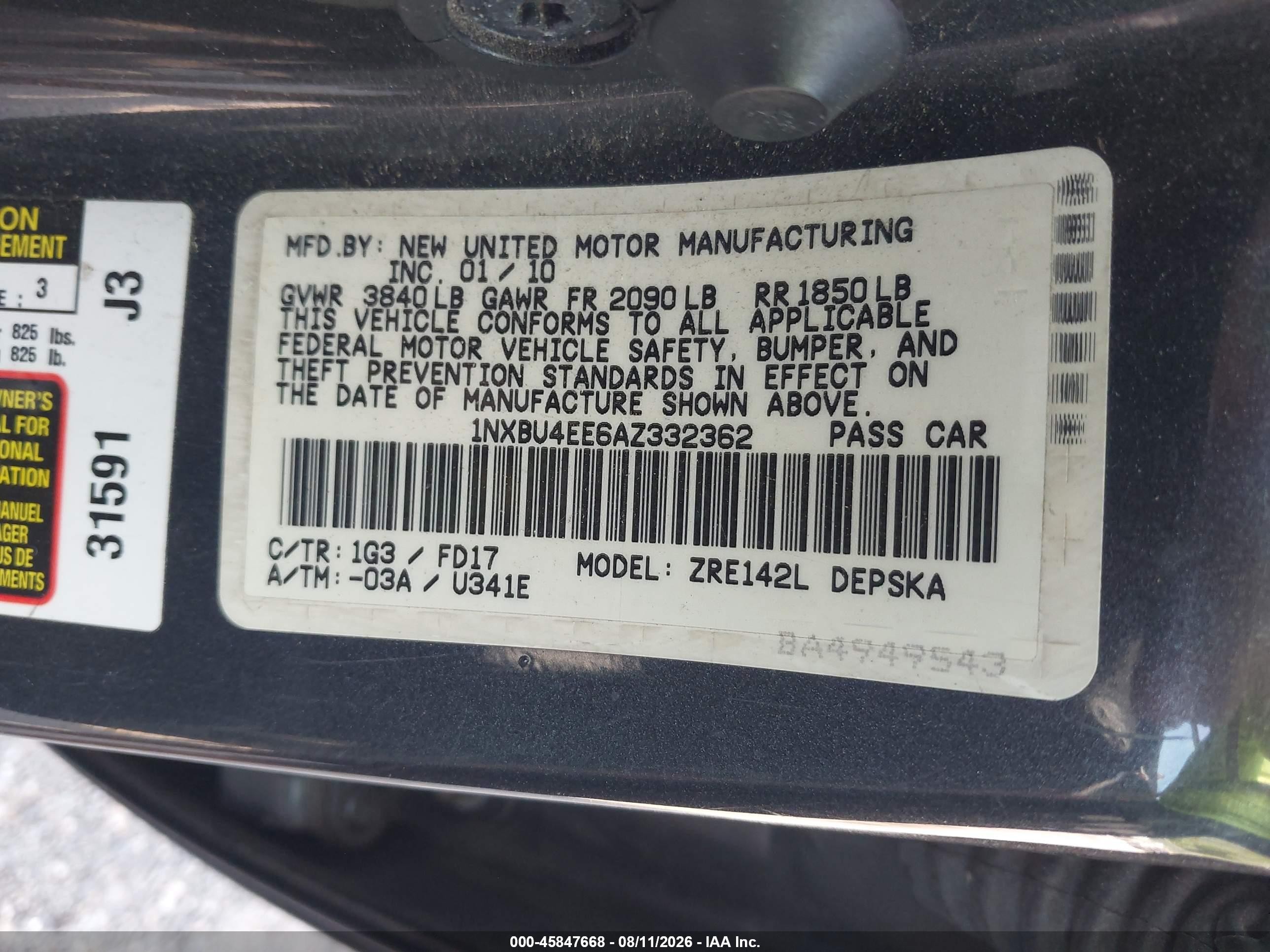 2010 Toyota Corolla S Gray vin: 1NXBU4EE6AZ332362