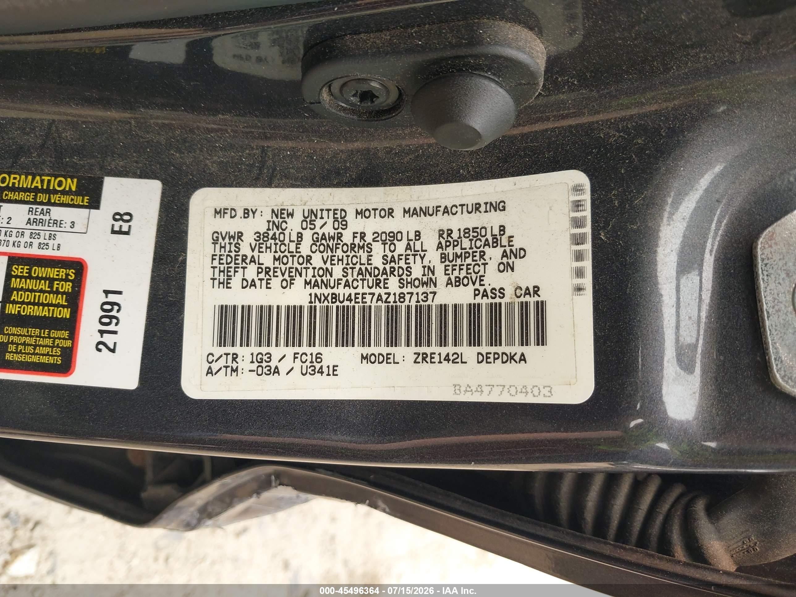 2010 Toyota Corolla Le Gray vin: 1NXBU4EE7AZ187137