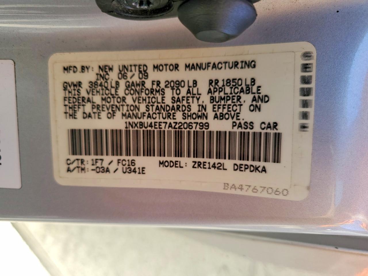 2010 Toyota Corolla Le Silver vin: 1NXBU4EE7AZ206799