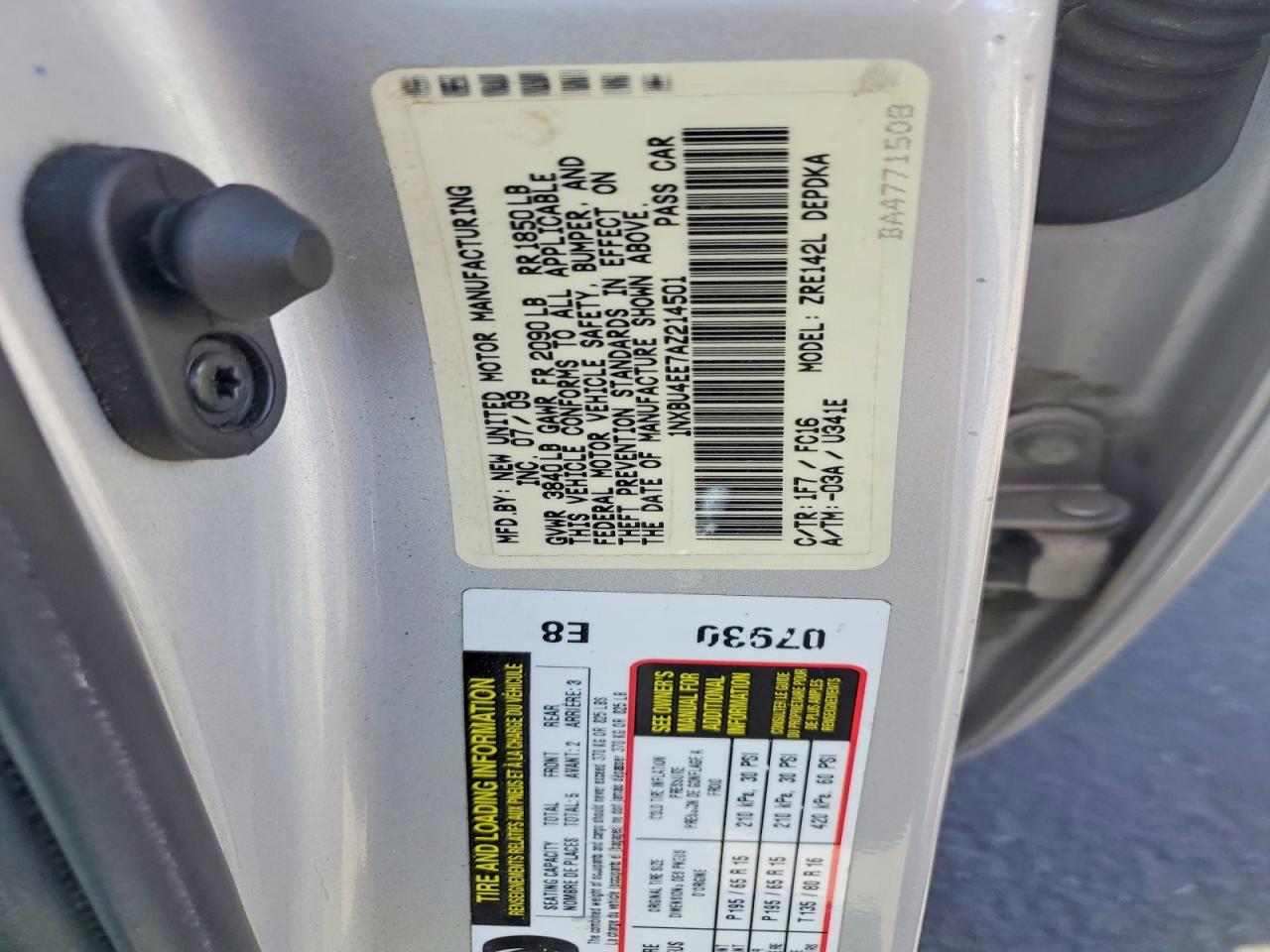 2010 Toyota Corolla Le Silver vin: 1NXBU4EE7AZ214501
